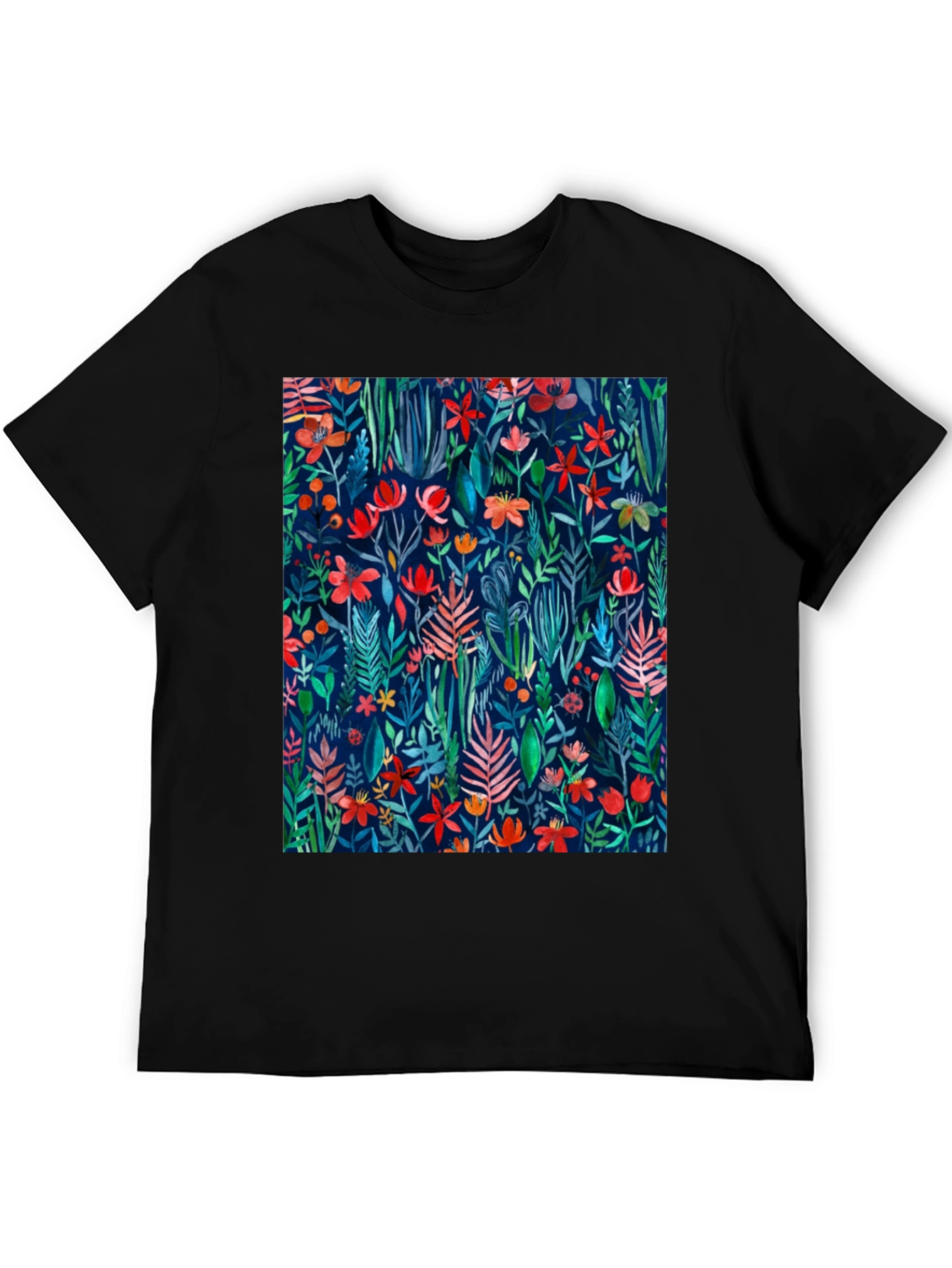Floral Print T-Shirt - Artistic Botanical Design