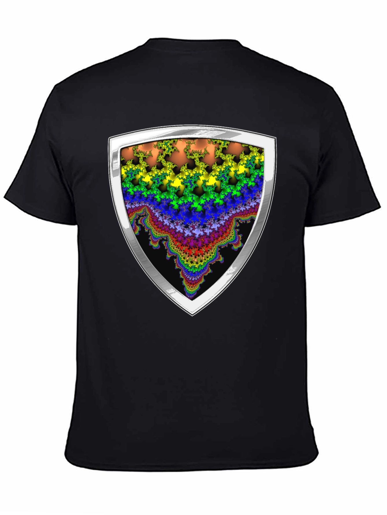 Fractal Shield Graphic Tee - Bold & Vibrant Design