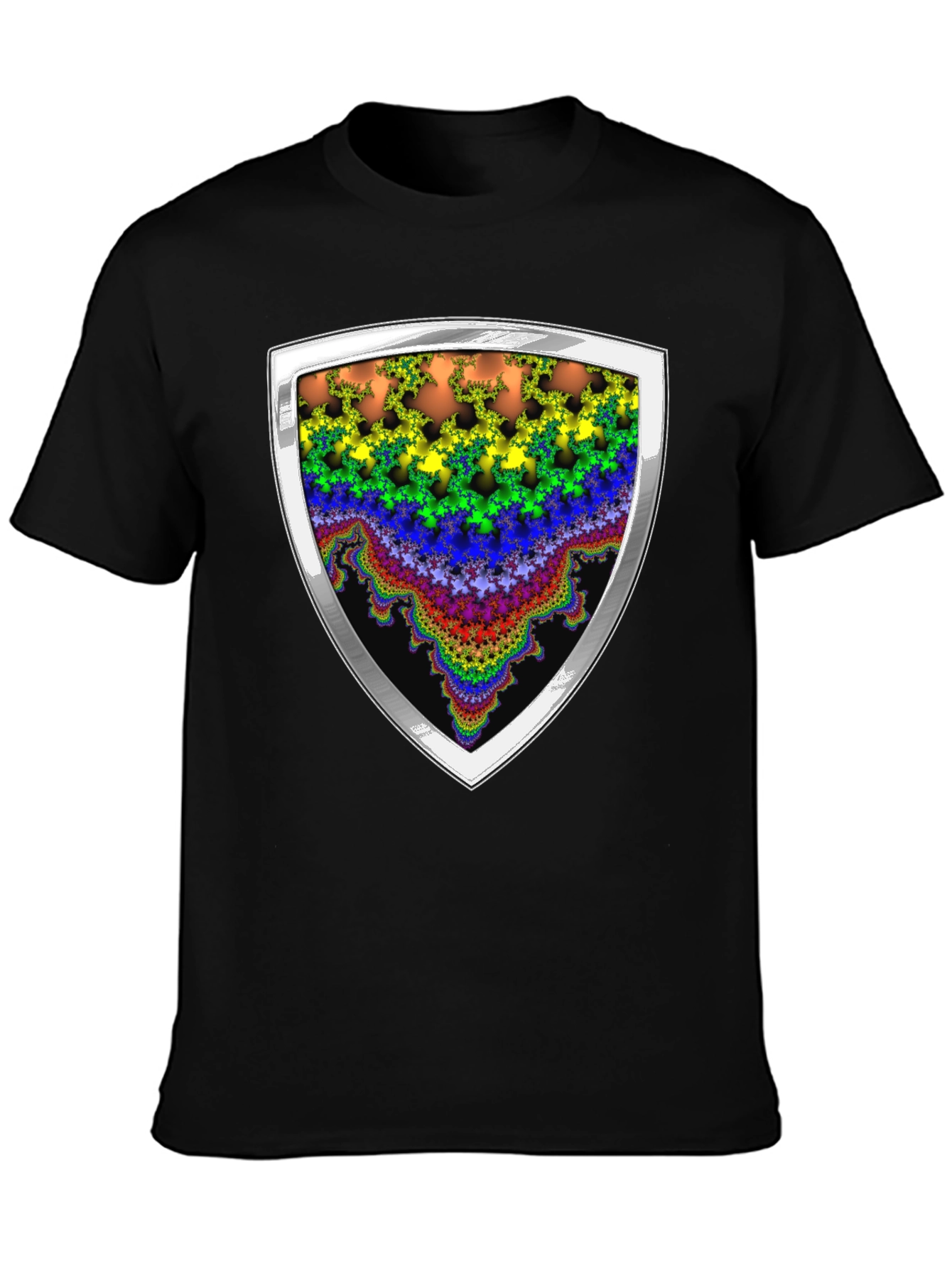 Fractal Shield Graphic Tee - Bold & Vibrant Design