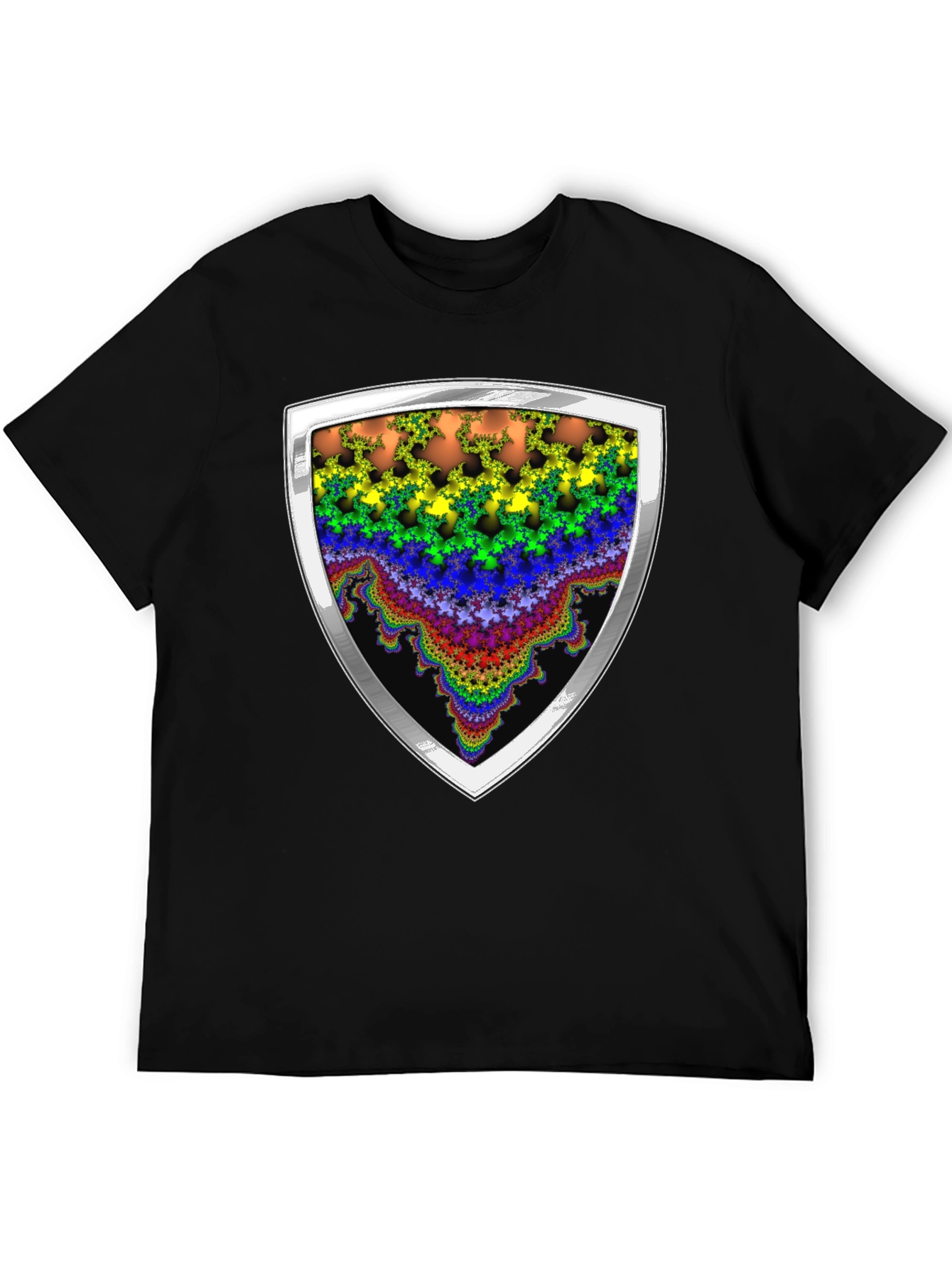 Fractal Shield Graphic Tee - Bold & Vibrant Design