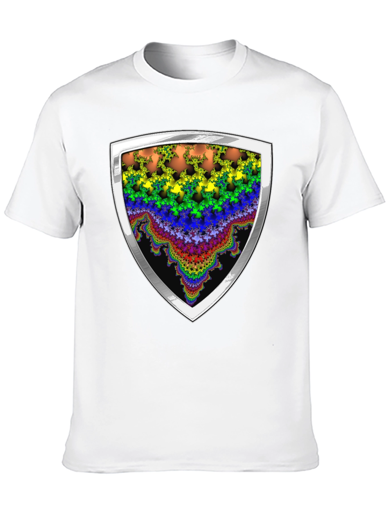 Fractal Shield Graphic Tee - Bold & Vibrant Design
