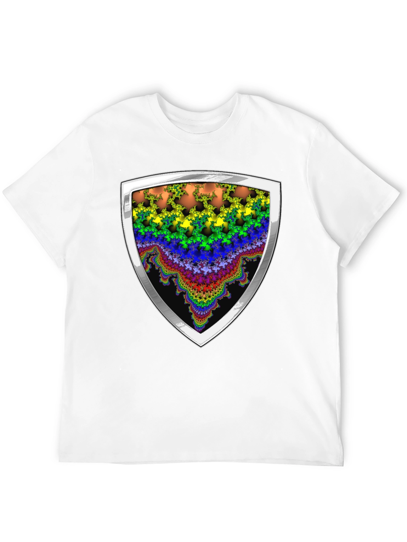 Fractal Shield Graphic Tee - Bold & Vibrant Design