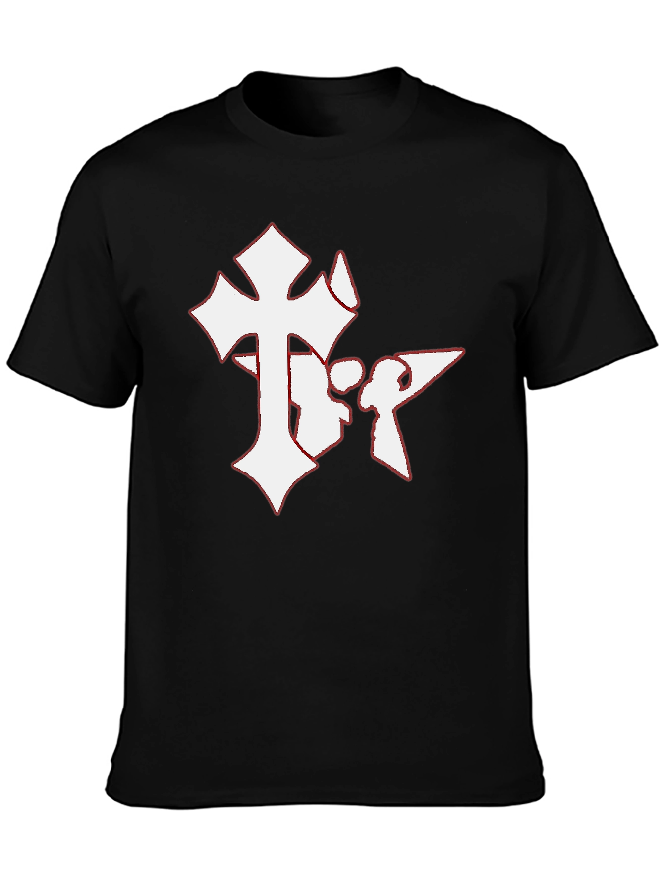 Edgy Black T-Shirt with White Graphic Print