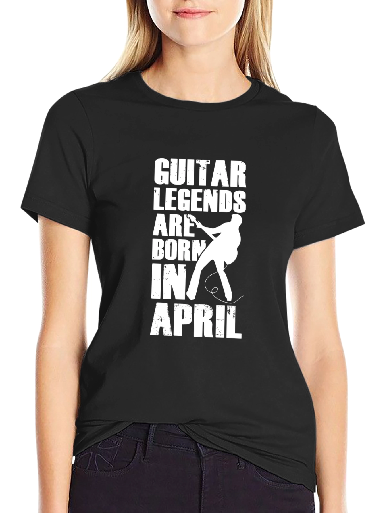 Guitar Legends Born In April Black T-Shirt