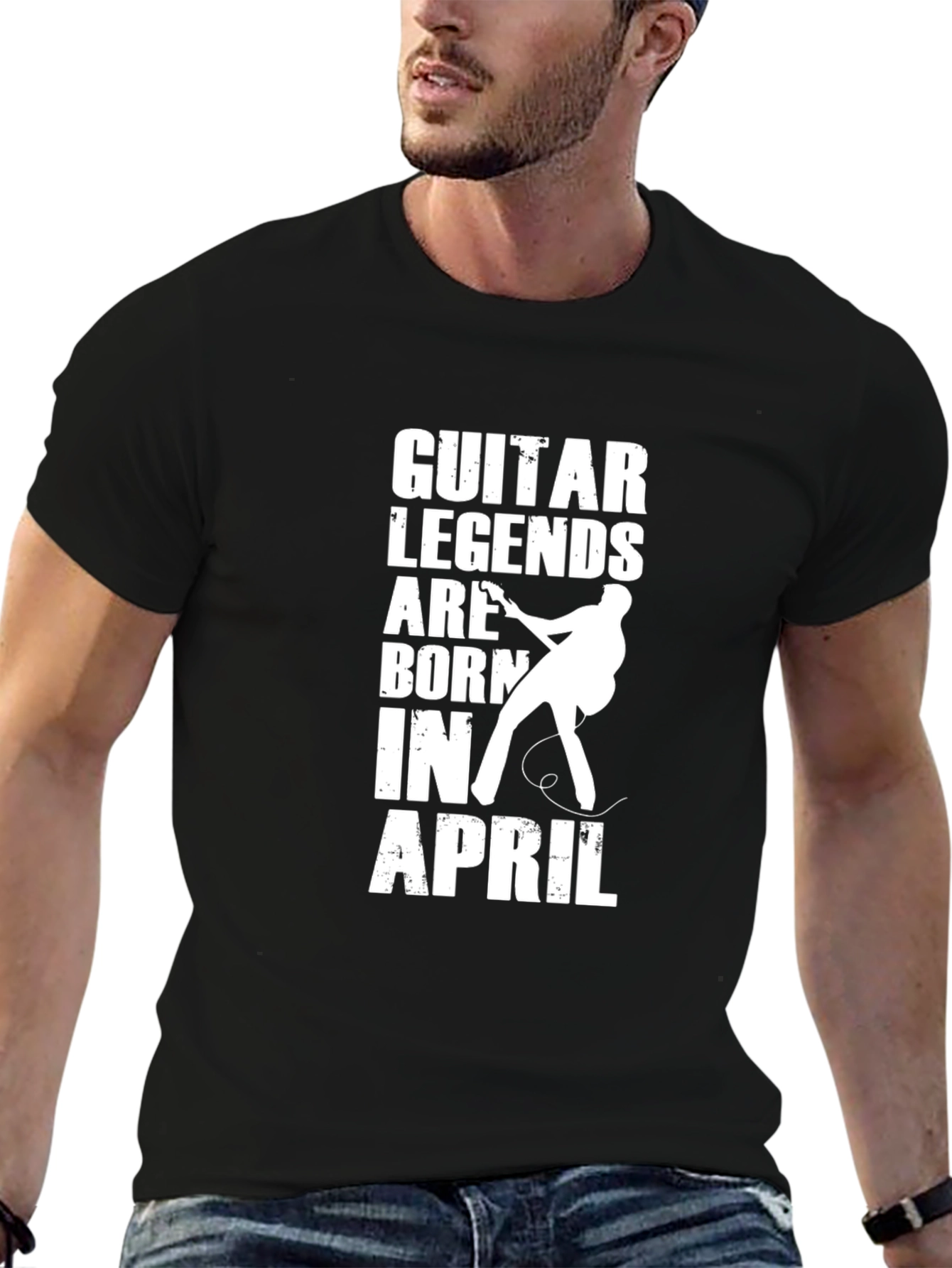 Guitar Legends Born In April Black T-Shirt