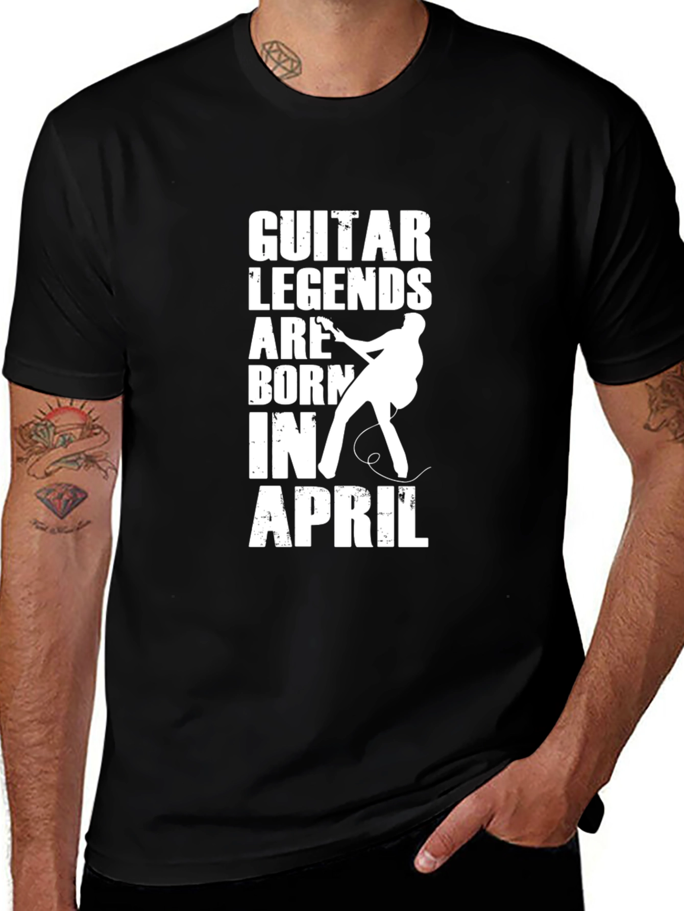Guitar Legends Born In April Black T-Shirt