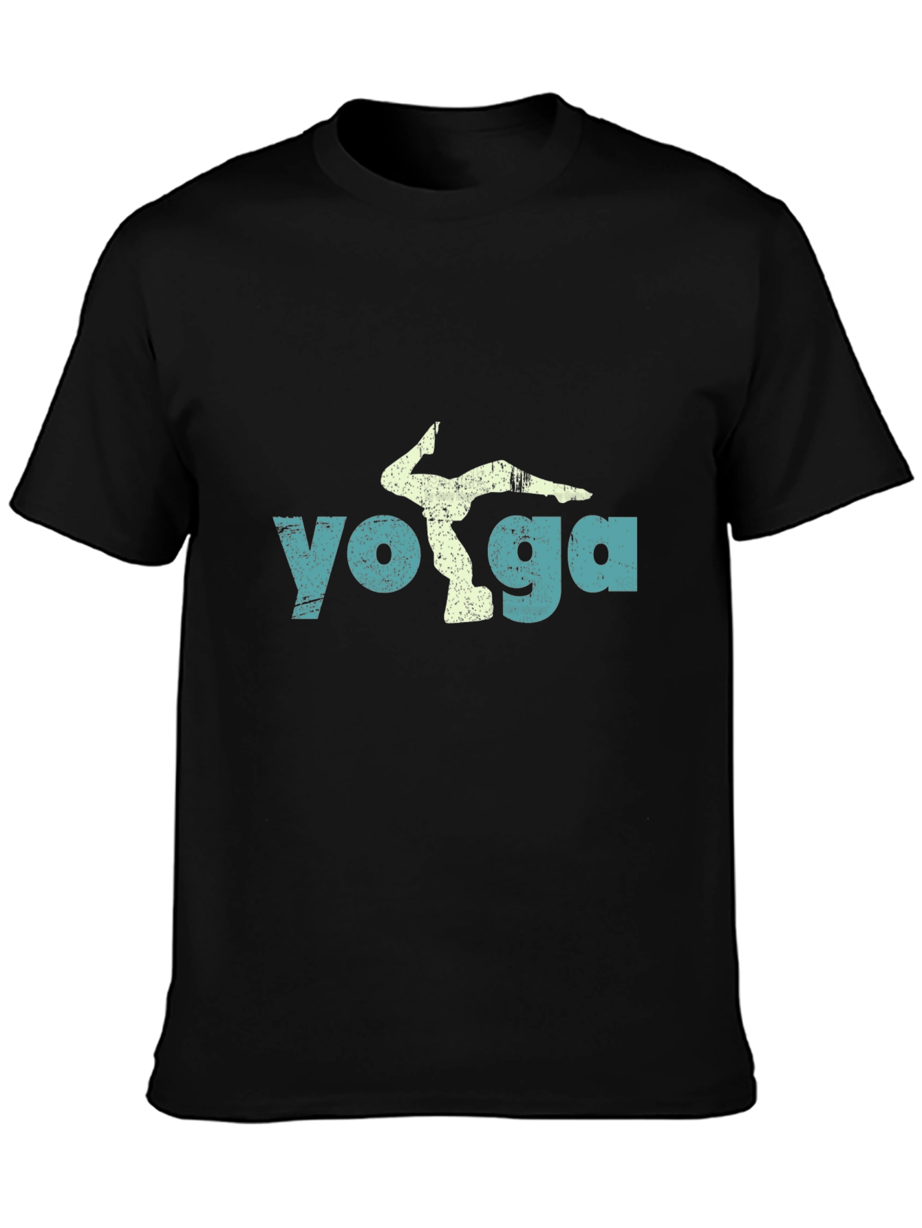 Yoga Pose Graphic T-Shirt - Mens Casual Black Tee