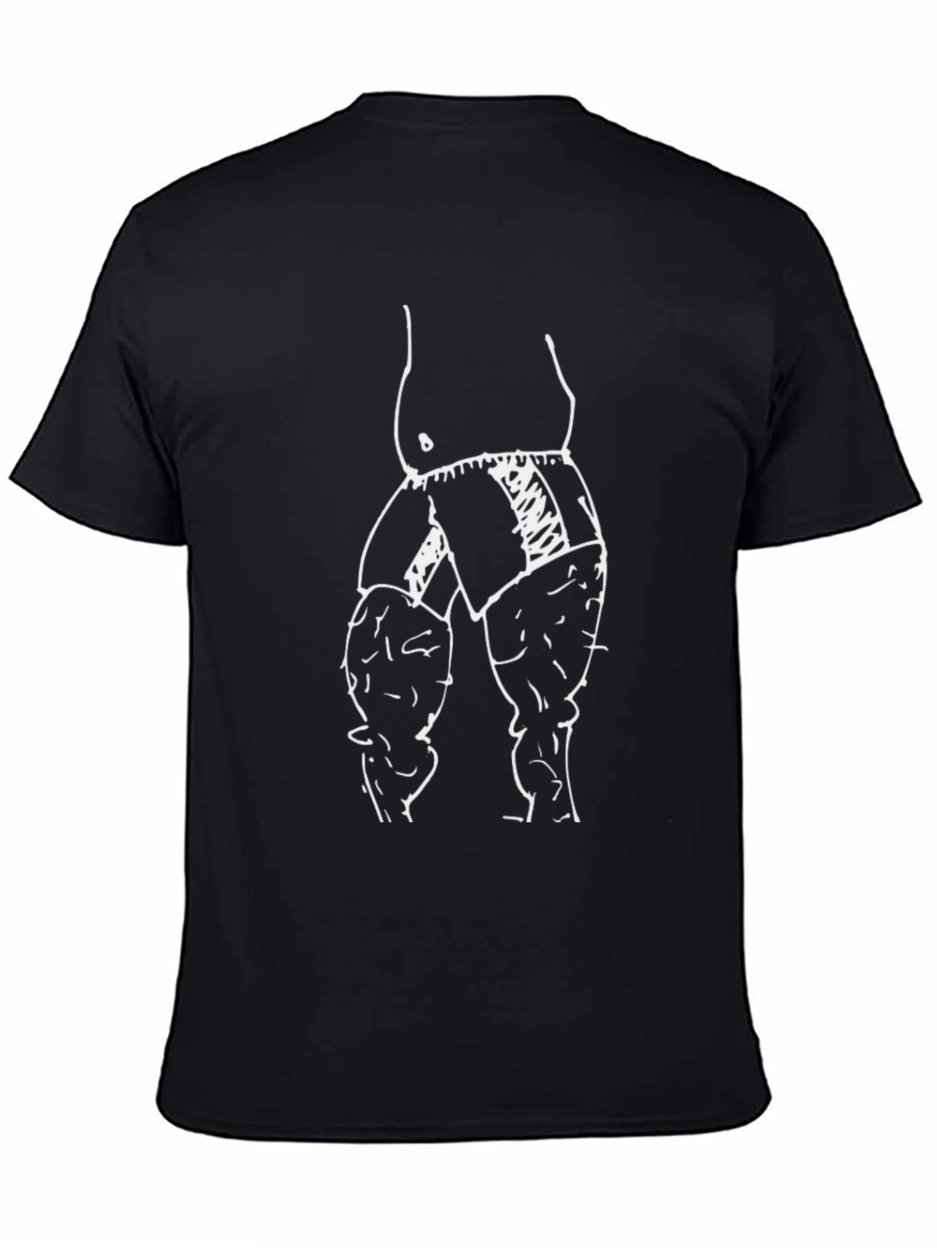 Funny Black T-Shirt with Sketch Bodybuilder Design
