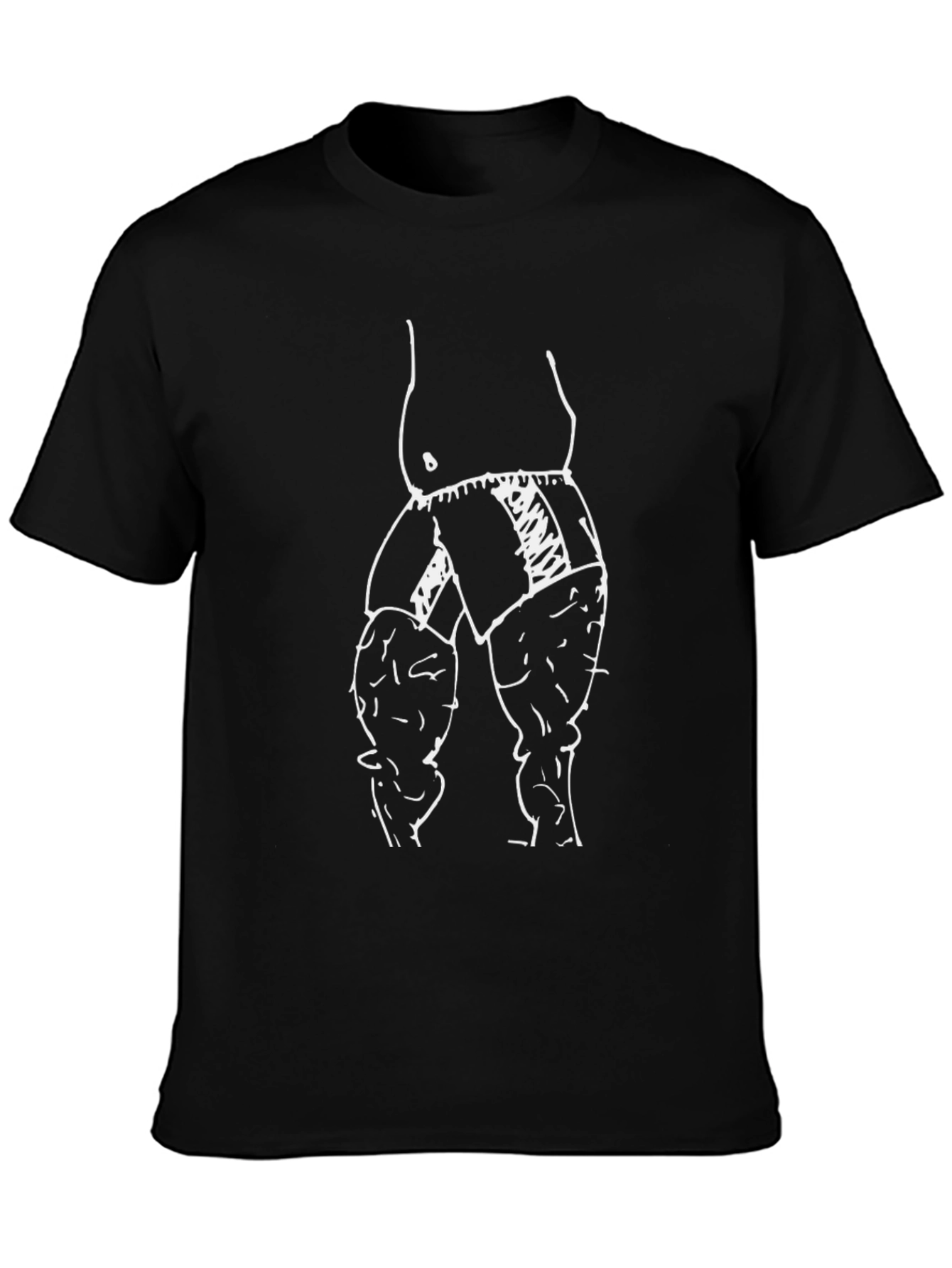 Funny Black T-Shirt with Sketch Bodybuilder Design