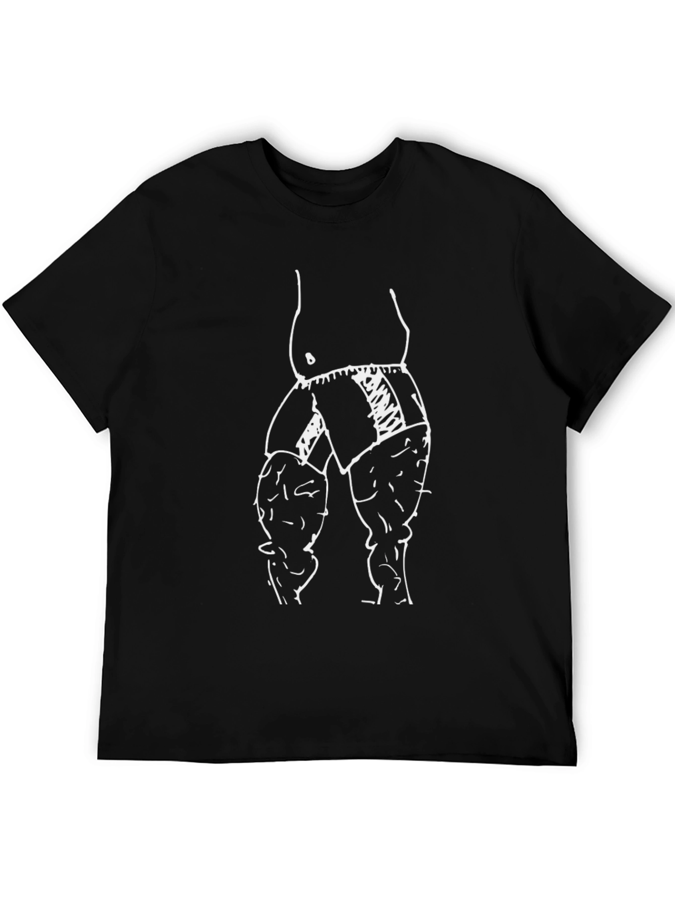 Funny Black T-Shirt with Sketch Bodybuilder Design