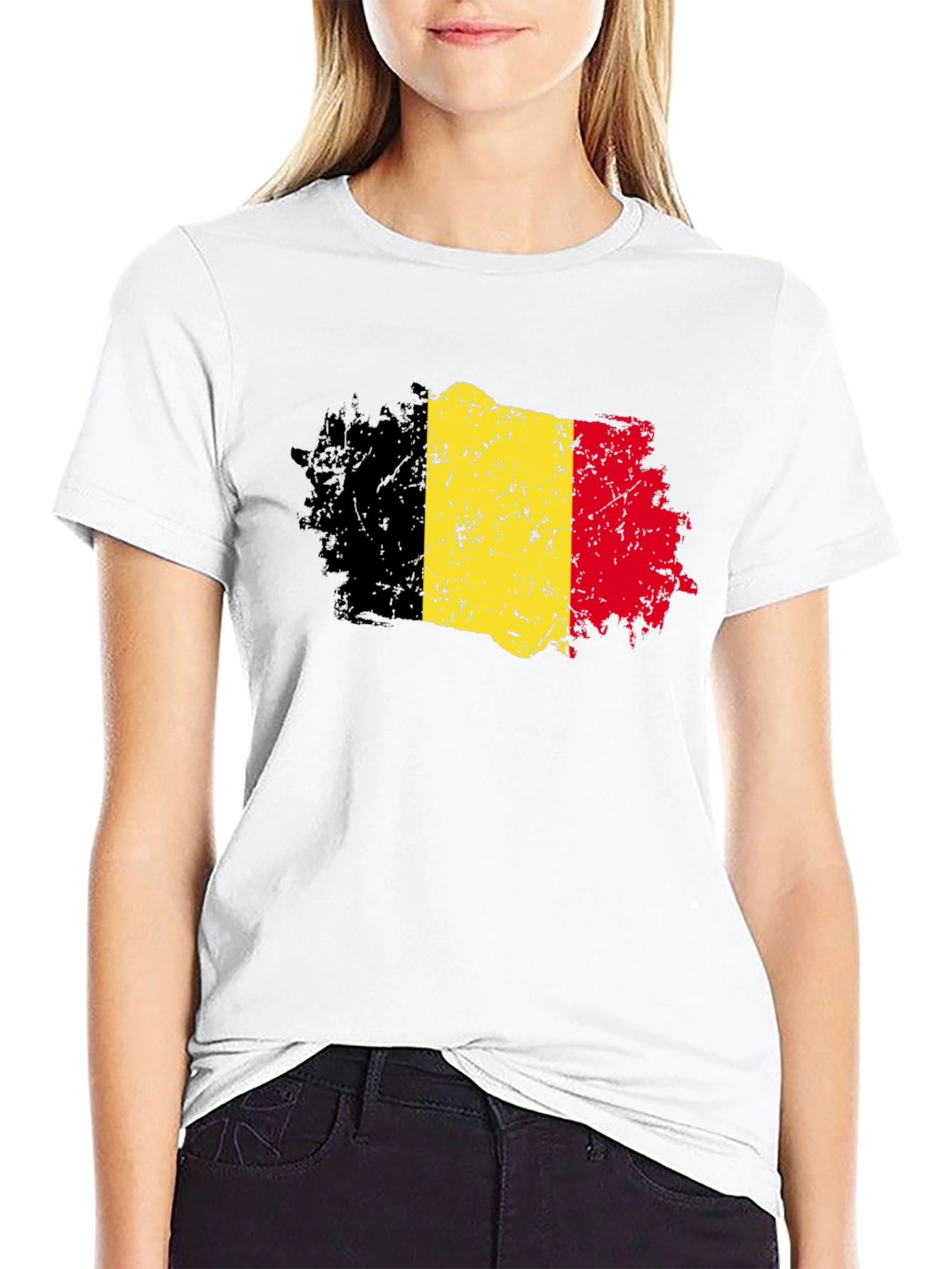 Belgium Flag T-Shirt - Distressed Design