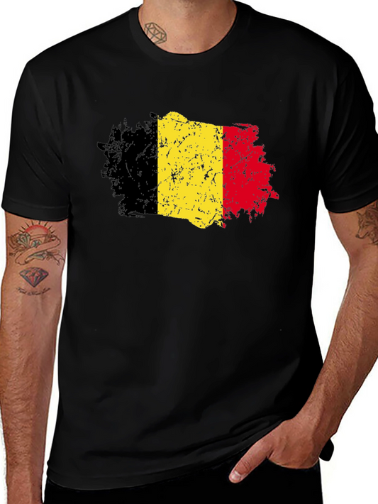 Belgium Flag T-Shirt - Distressed Design