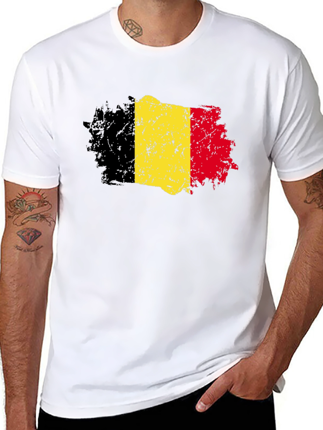 Belgium Flag T-Shirt - Distressed Design