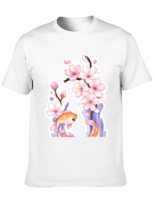 Cherry Blossom Koi Fish Graphic Tee