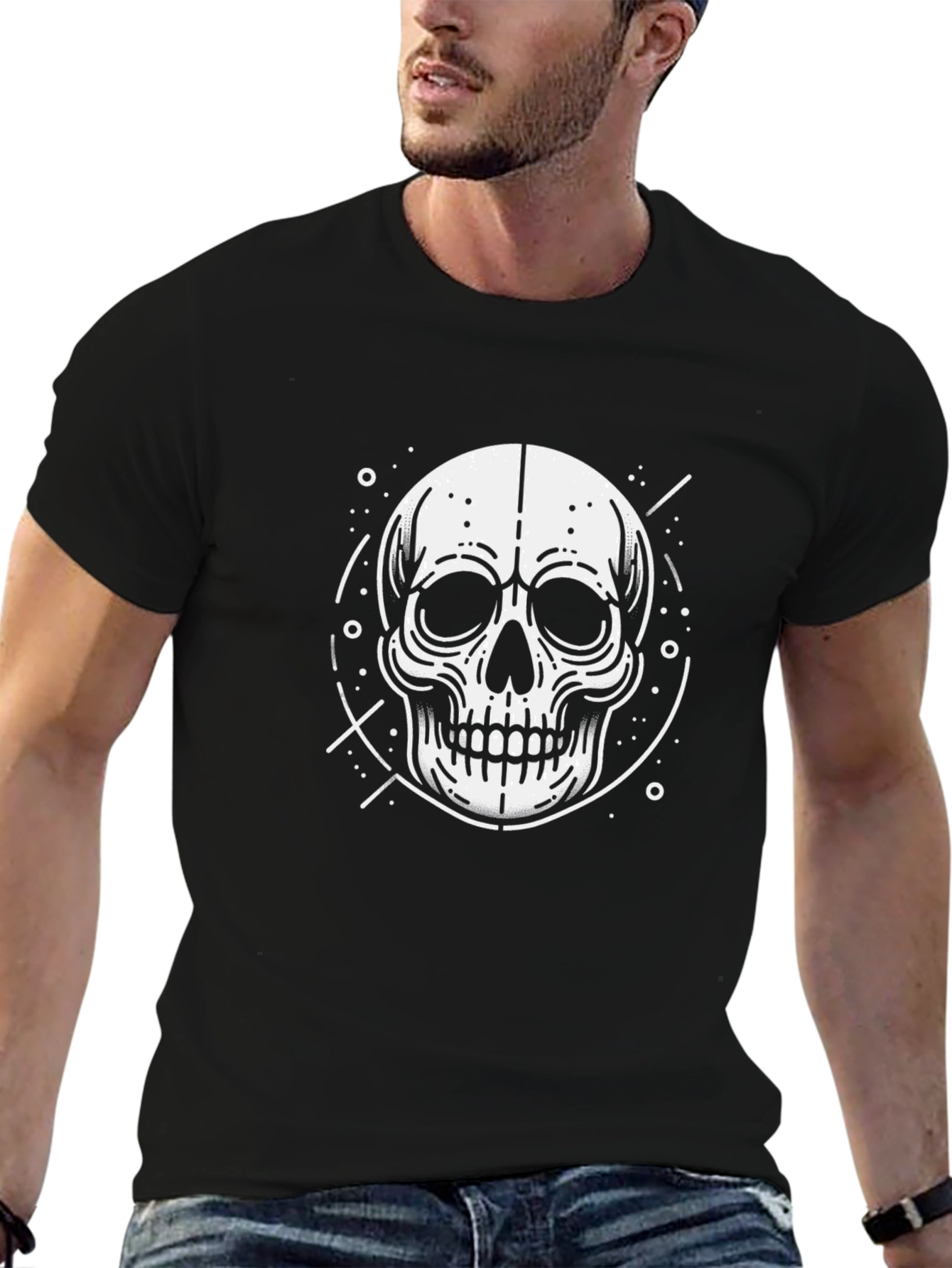 Skull Graphic Tee - Stylish Black Cotton T-Shirt