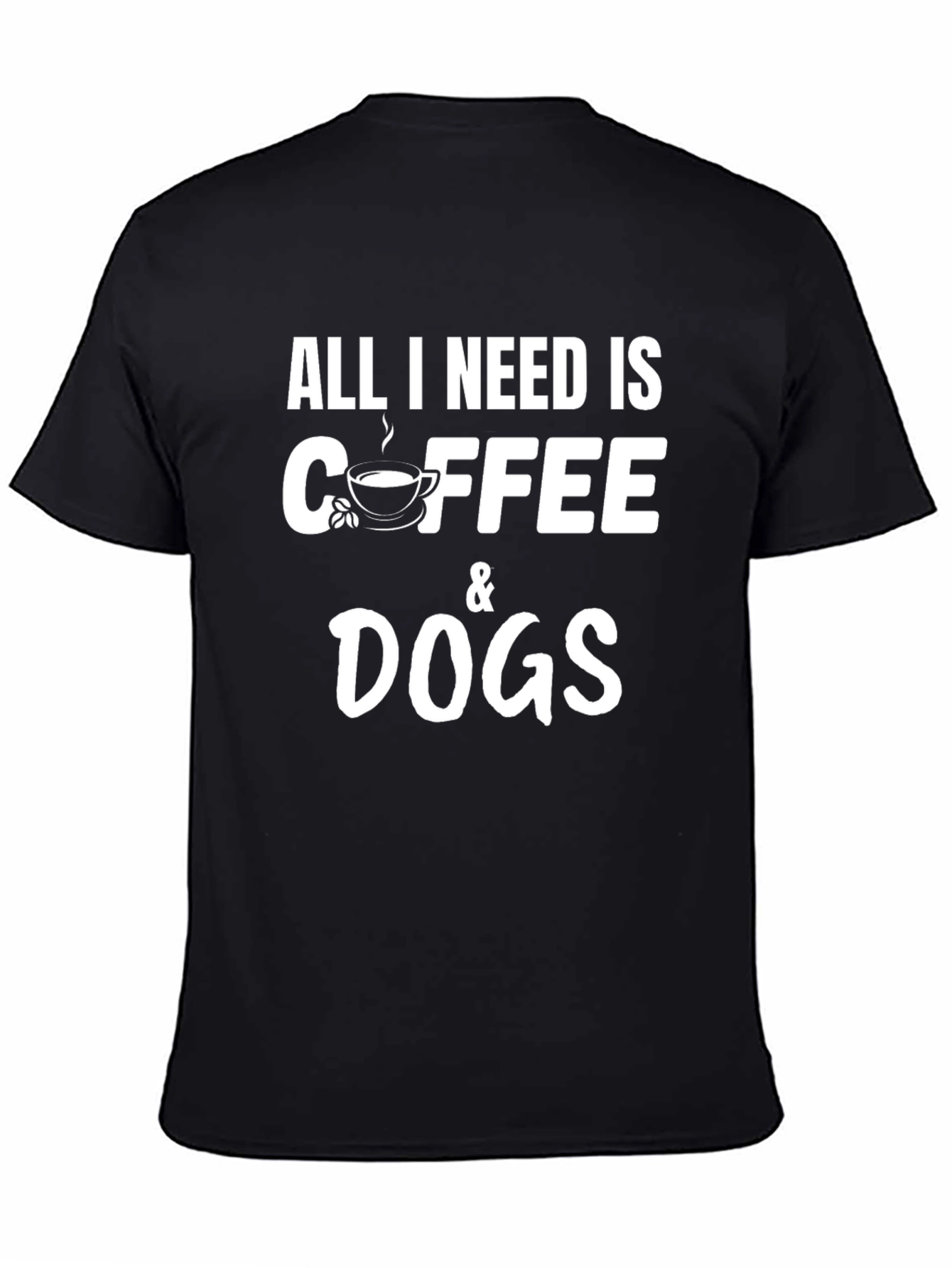 Coffee & Dogs Graphic Tee - Black Cotton T-Shirt