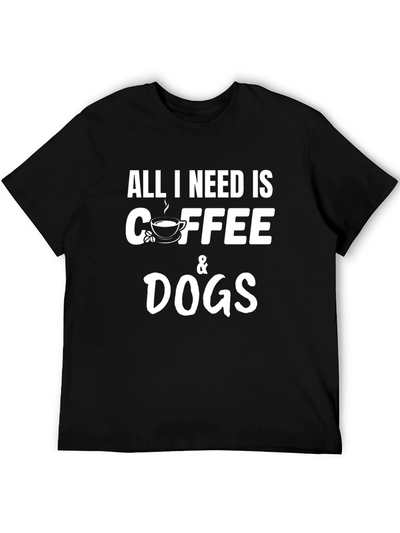 Coffee & Dogs Graphic Tee - Black Cotton T-Shirt