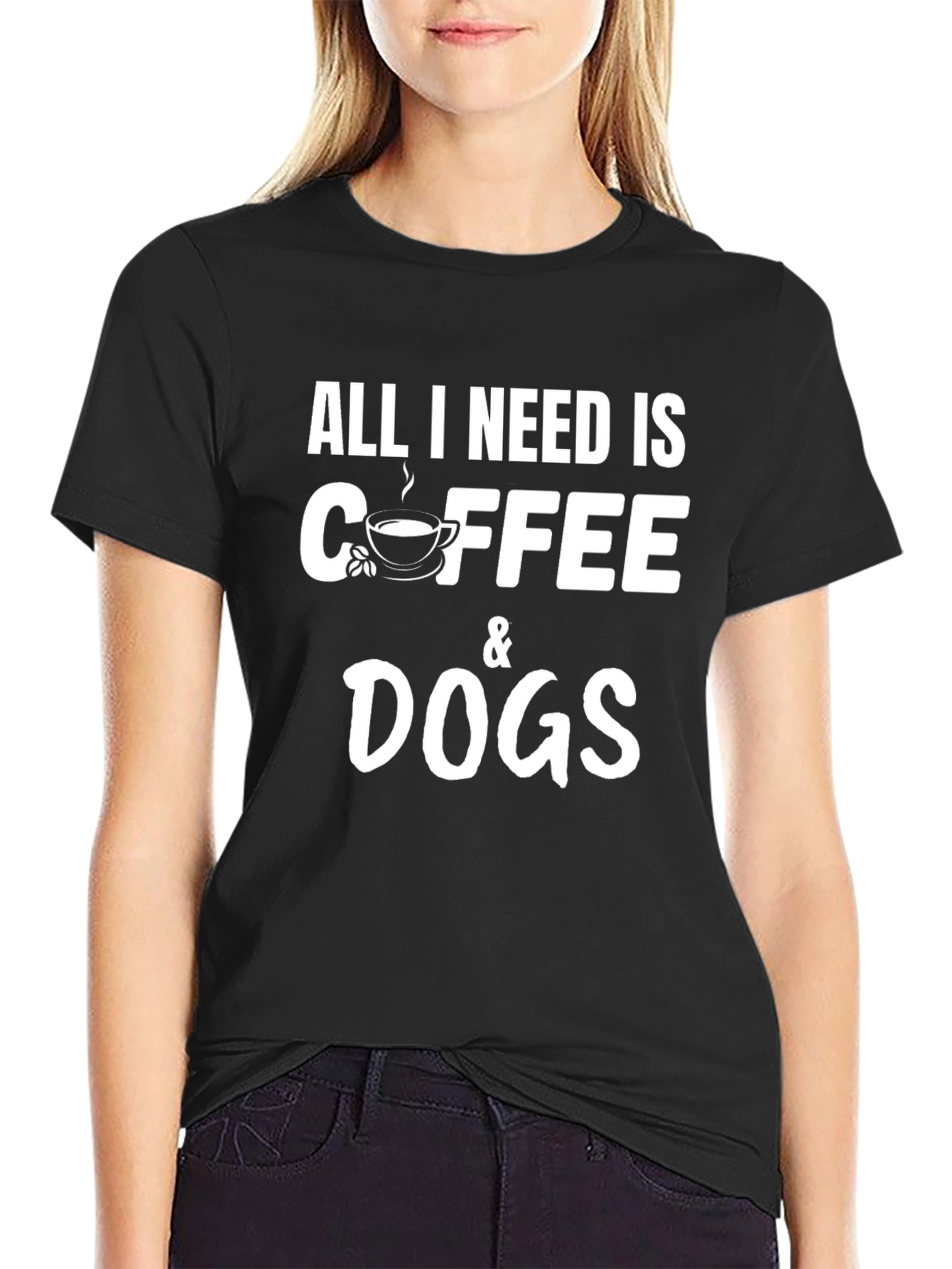 Coffee & Dogs Graphic Tee - Black Cotton T-Shirt