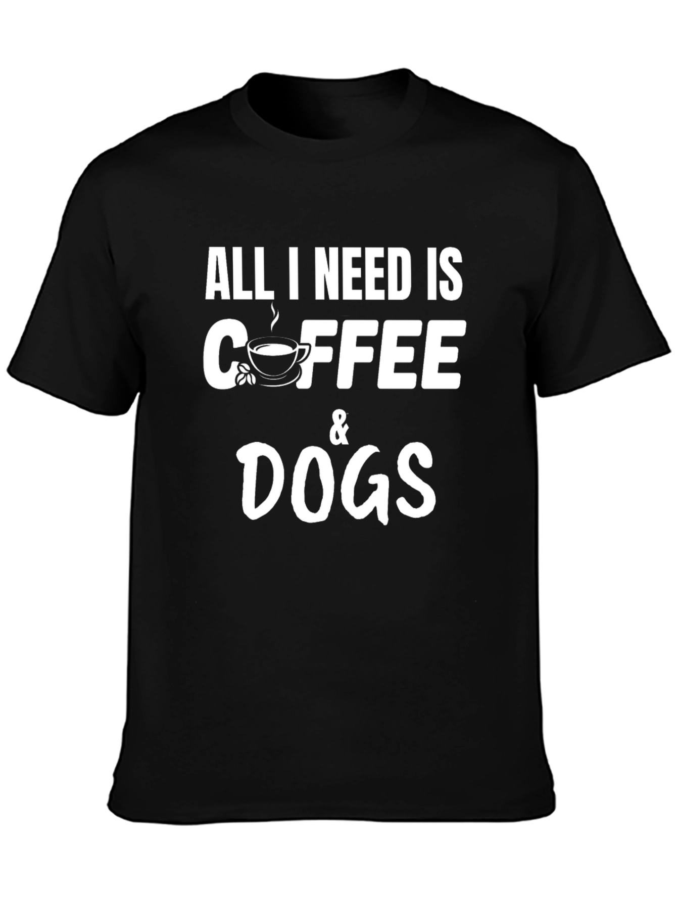 Coffee & Dogs Graphic Tee - Black Cotton T-Shirt