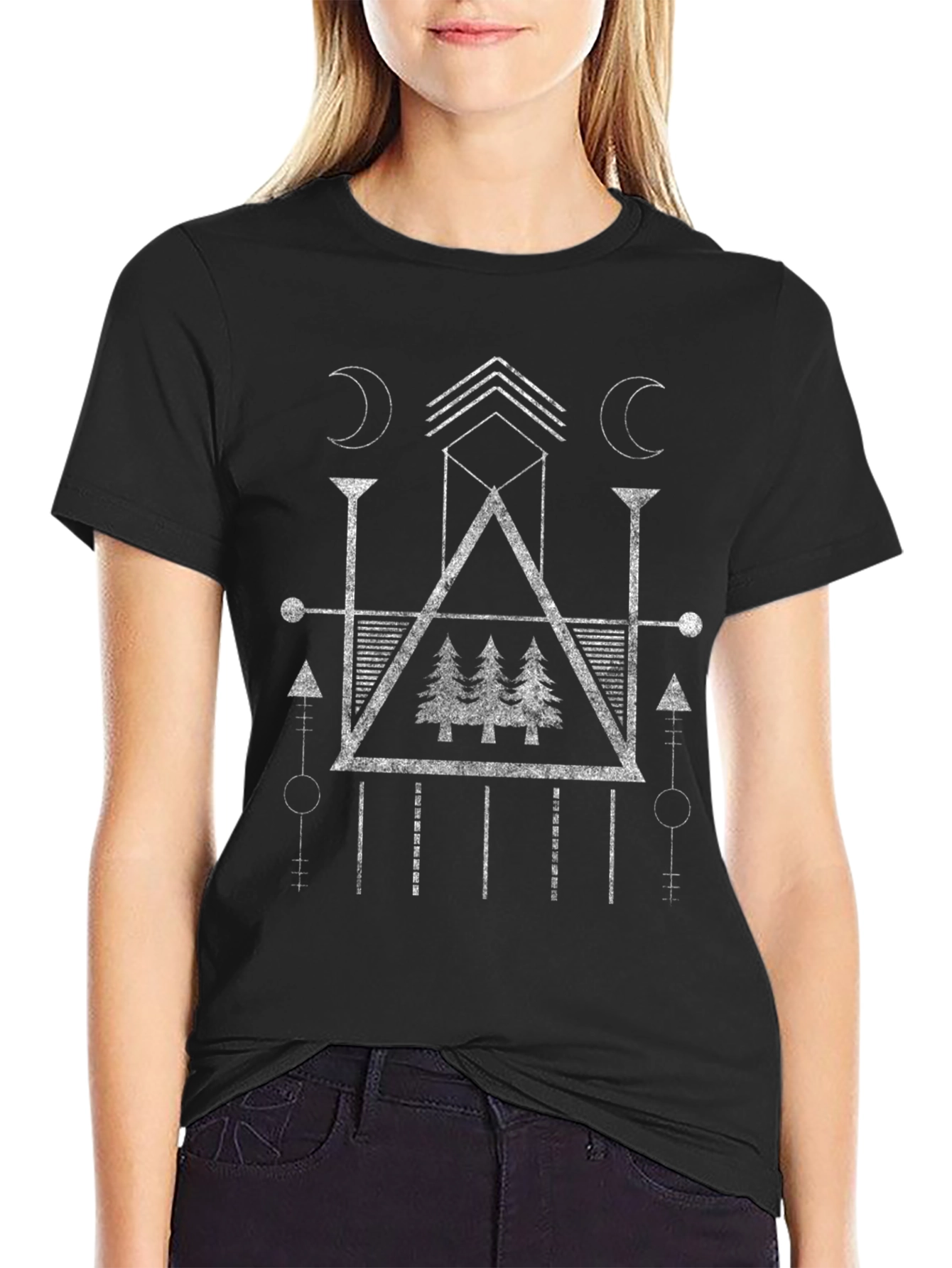 Geometric Forest Graphic T-Shirt - Mens Black Tee