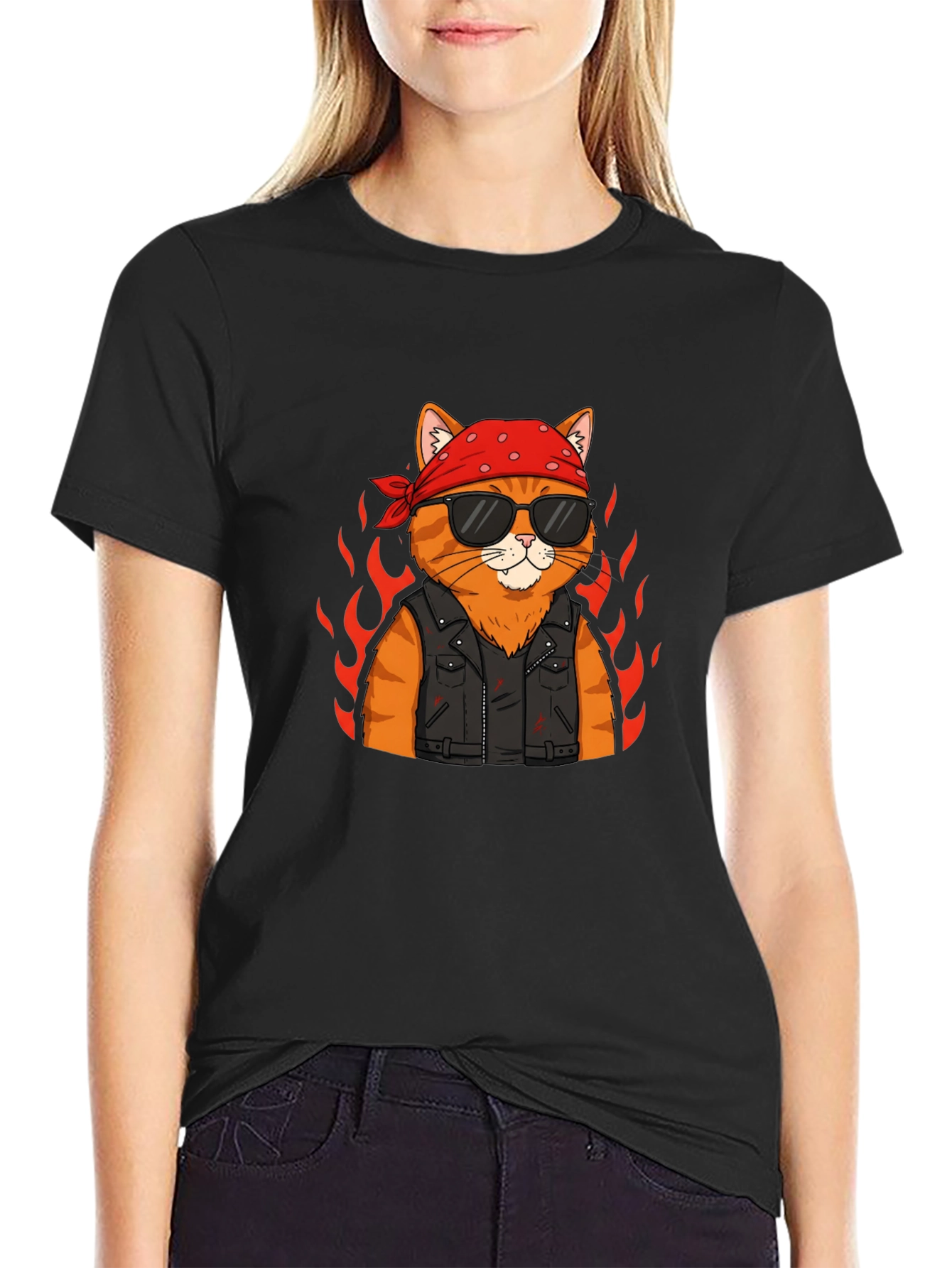 Cool Cat Biker T-Shirt - Ride in Style