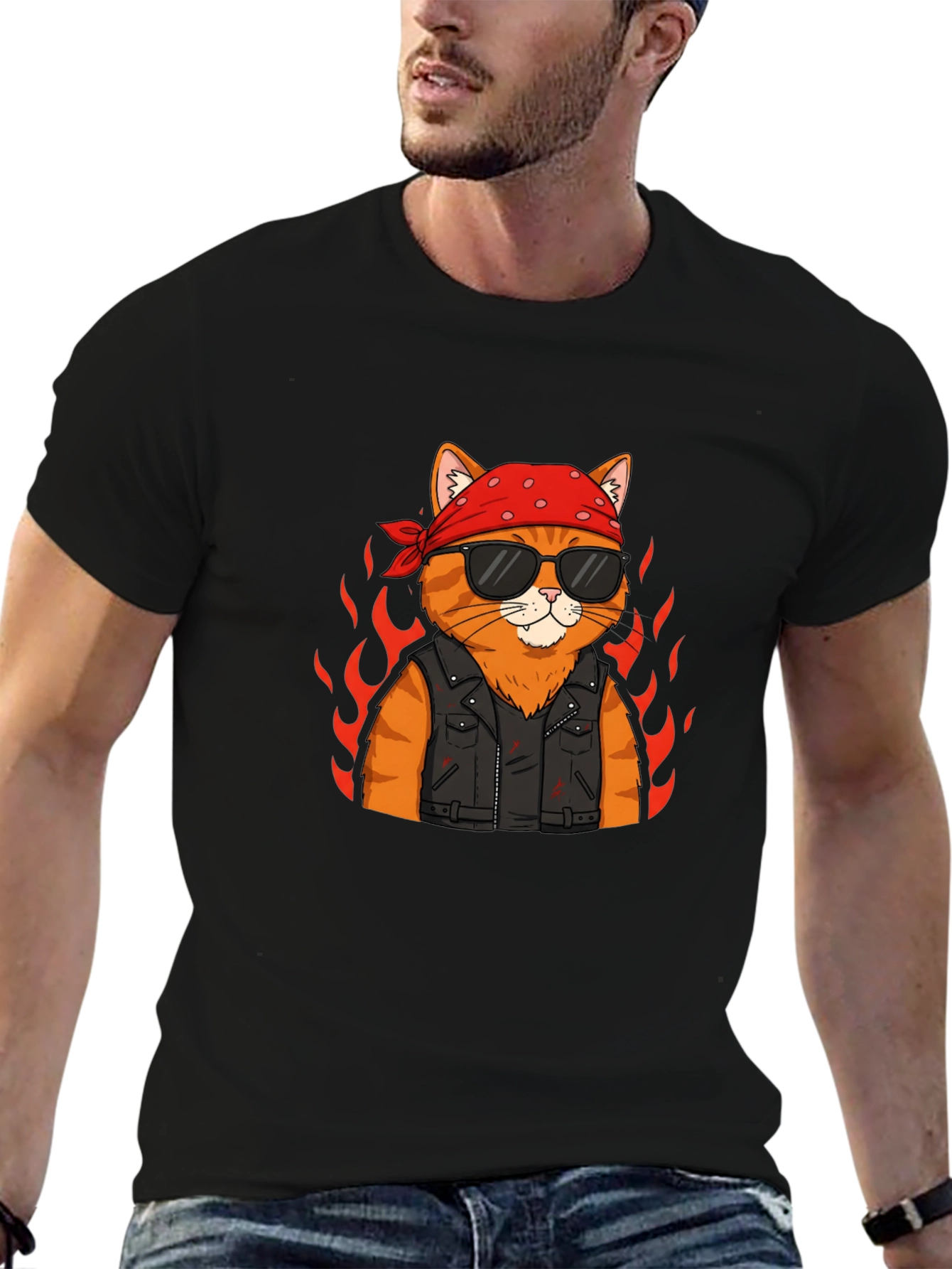 Cool Cat Biker T-Shirt - Ride in Style