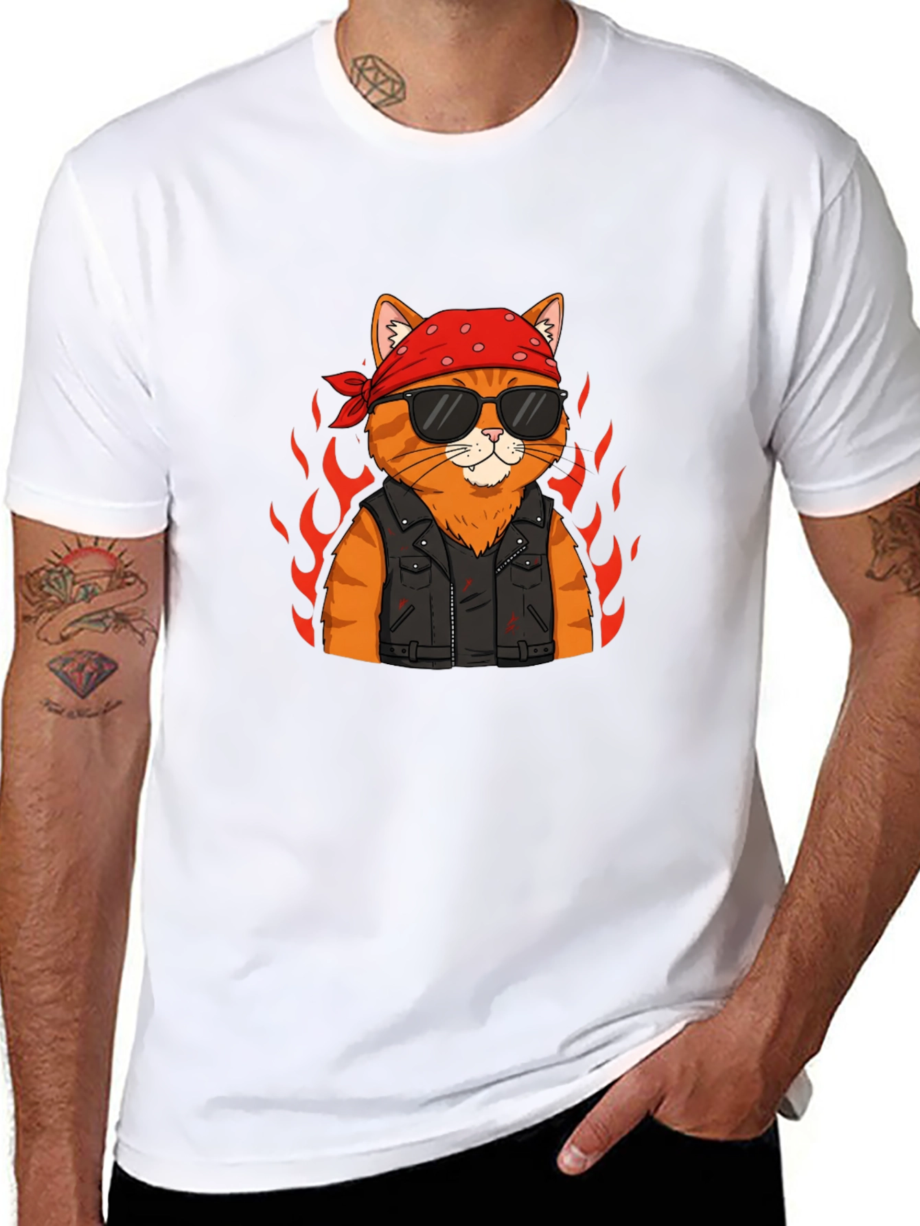 Cool Cat Biker T-Shirt - Ride in Style