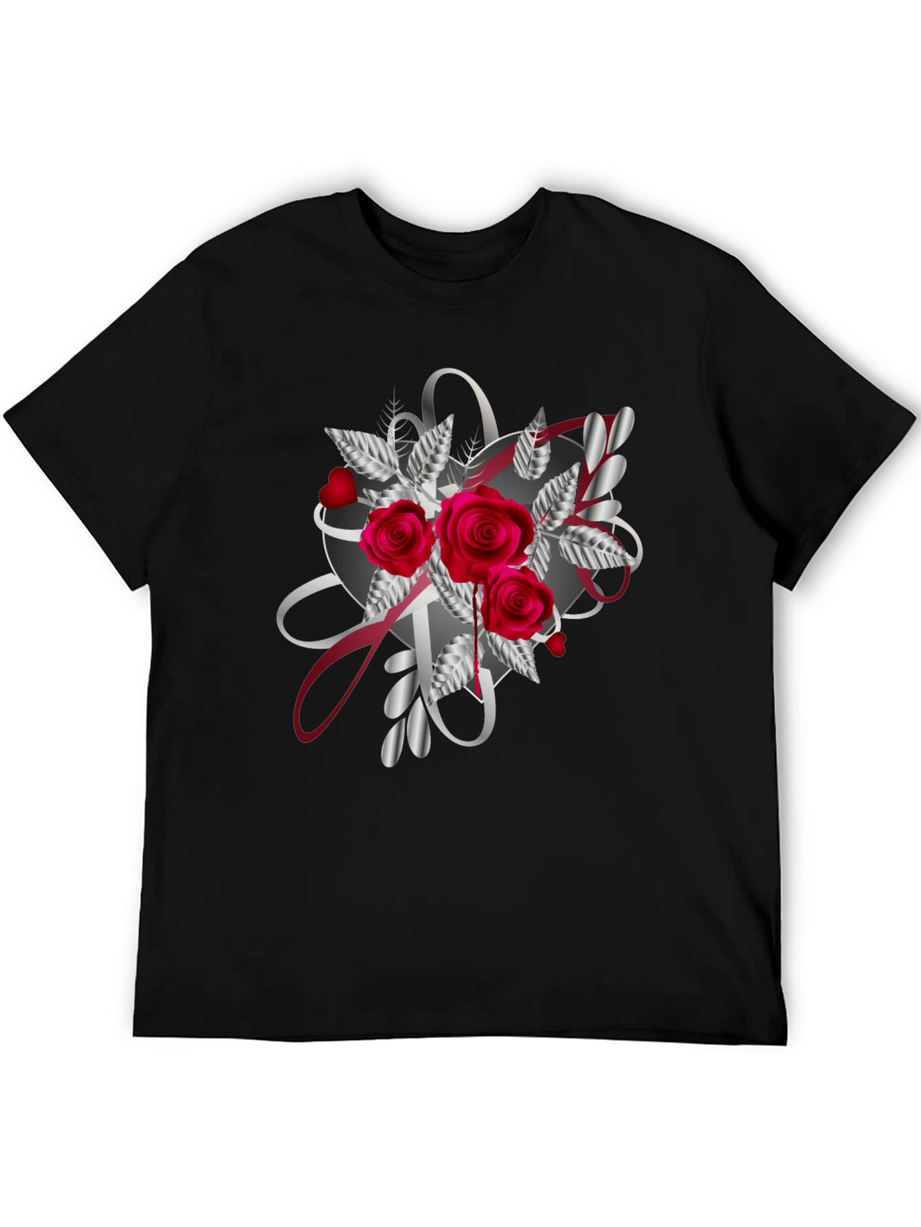 Romantic Rose Heart Graphic T-Shirt