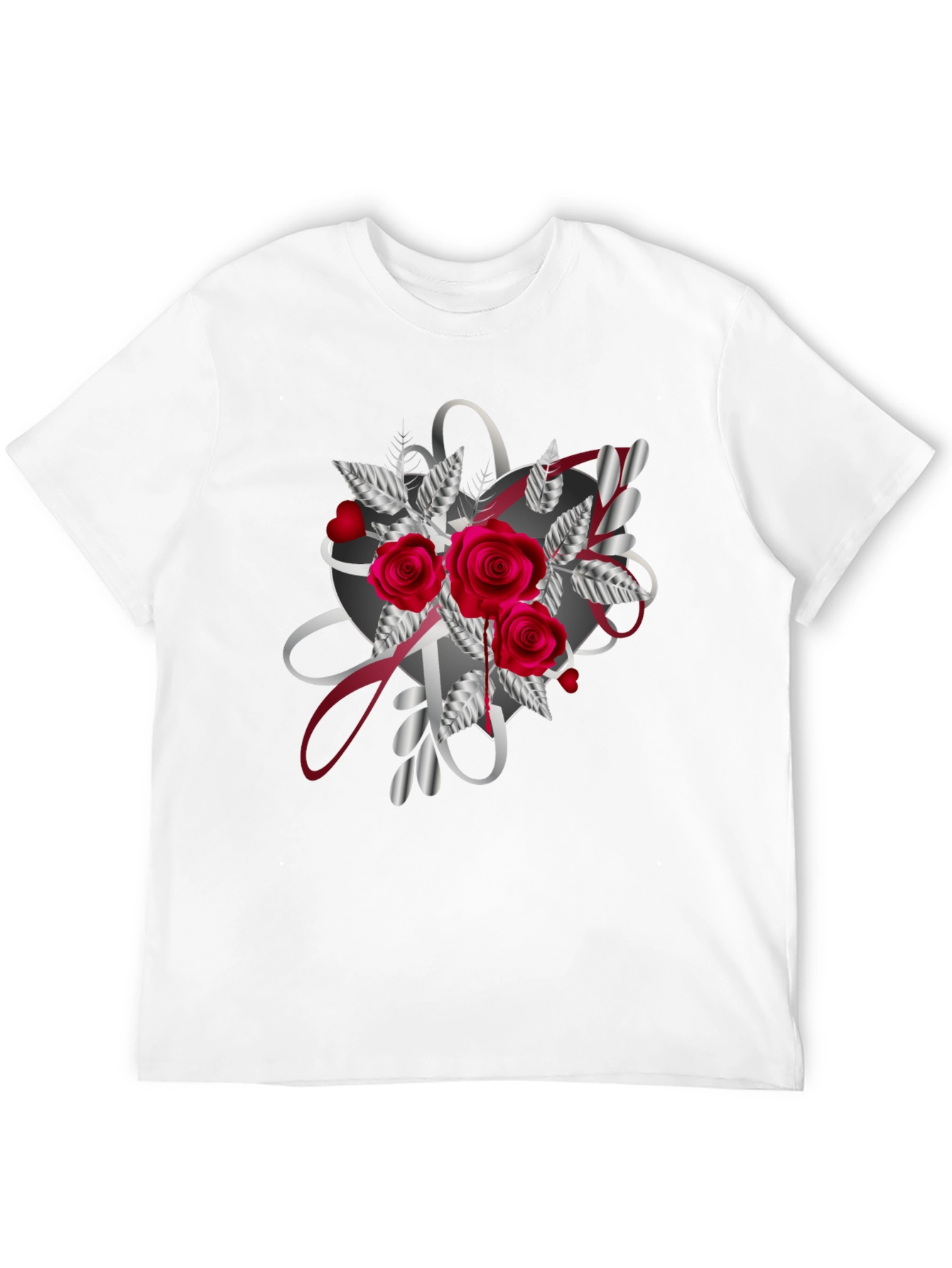 Romantic Rose Heart Graphic T-Shirt