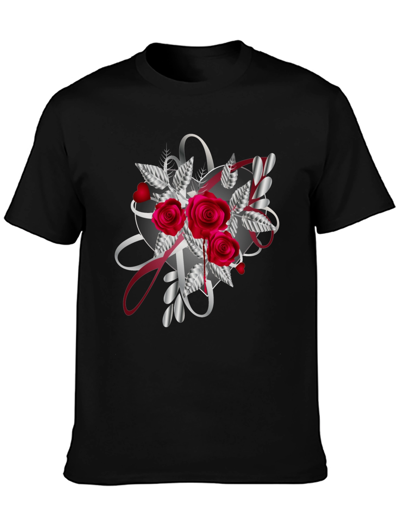 Romantic Rose Heart Graphic T-Shirt