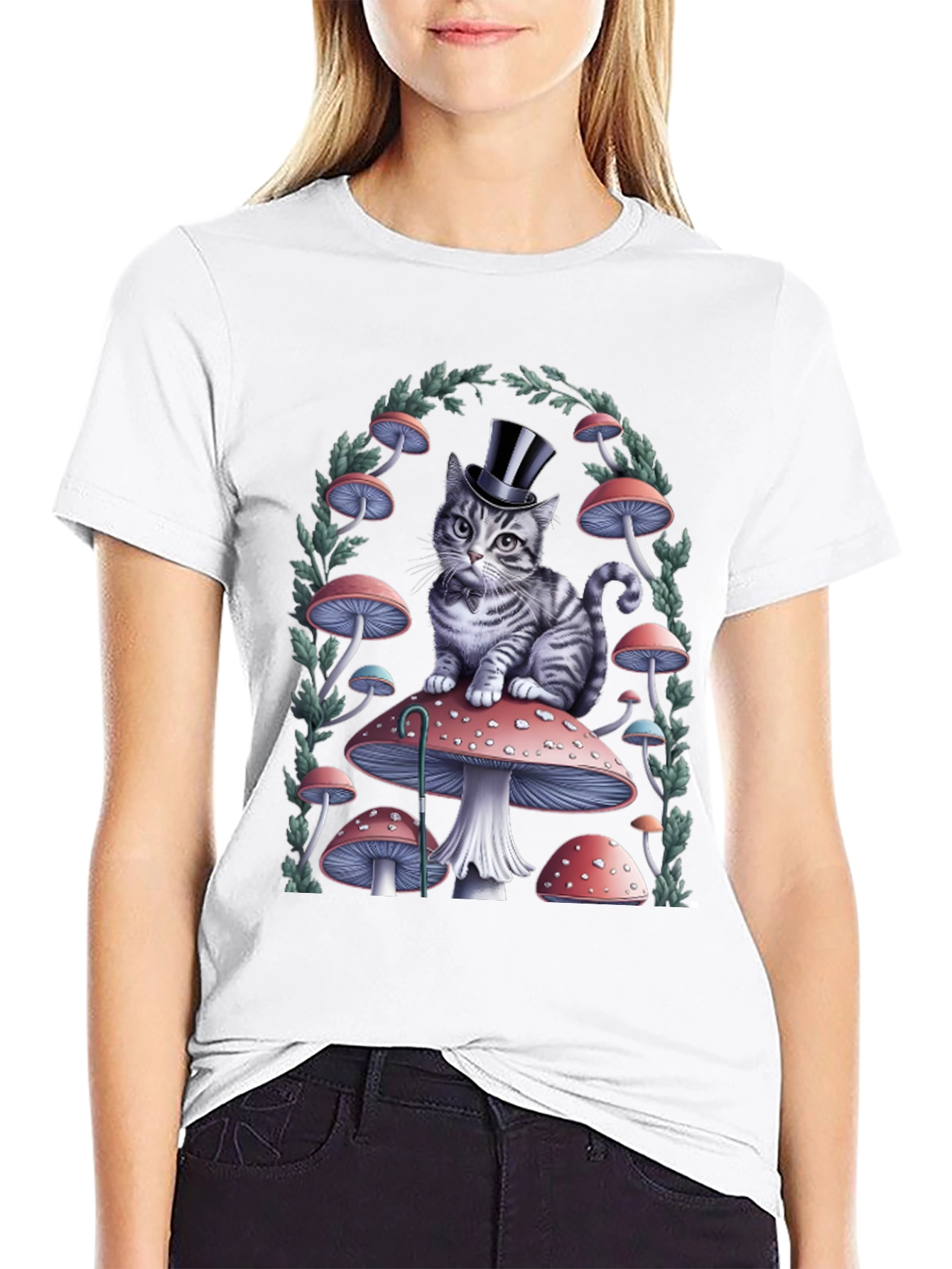Cat on Mushroom T-Shirt