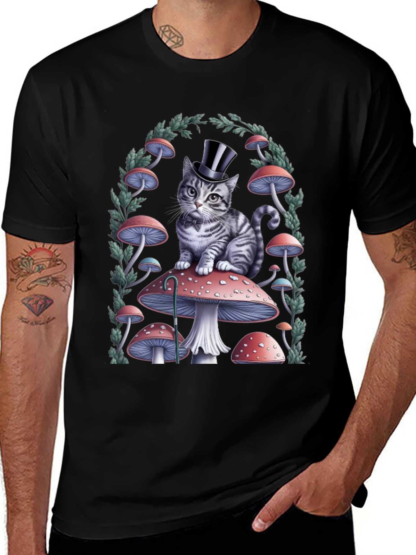 Cat on Mushroom T-Shirt