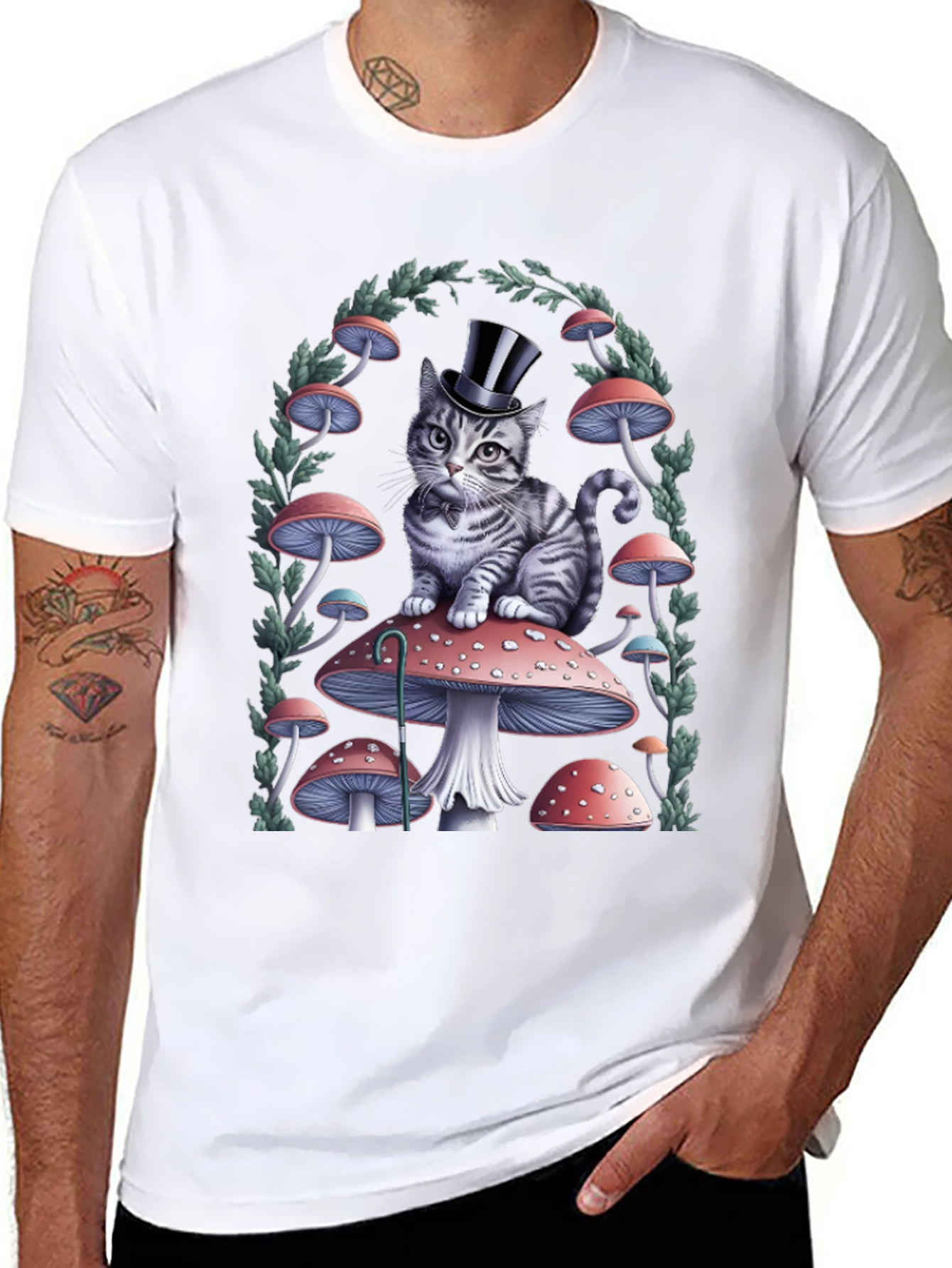 Cat on Mushroom T-Shirt