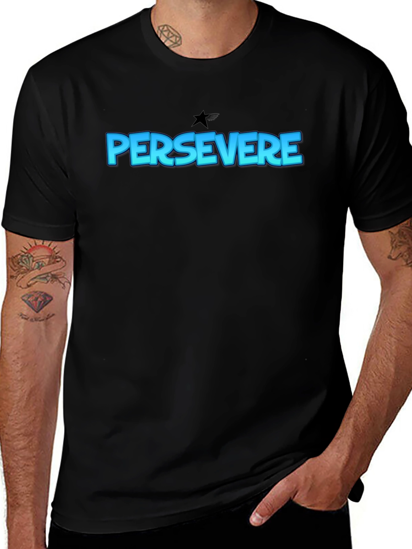 Persevere Graphic Tee - Classic Black Cotton T-Shirt
