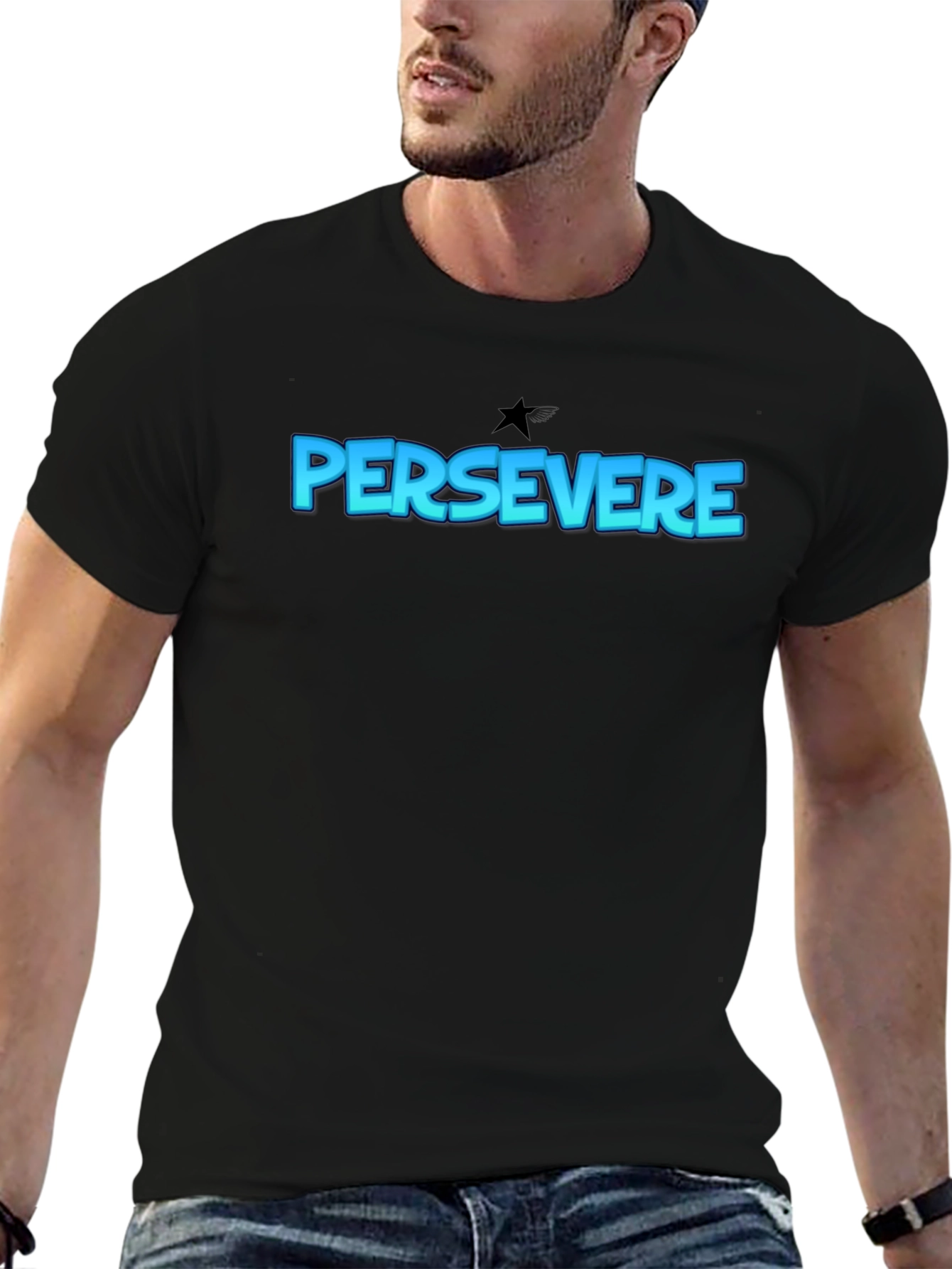 Persevere Graphic Tee - Classic Black Cotton T-Shirt
