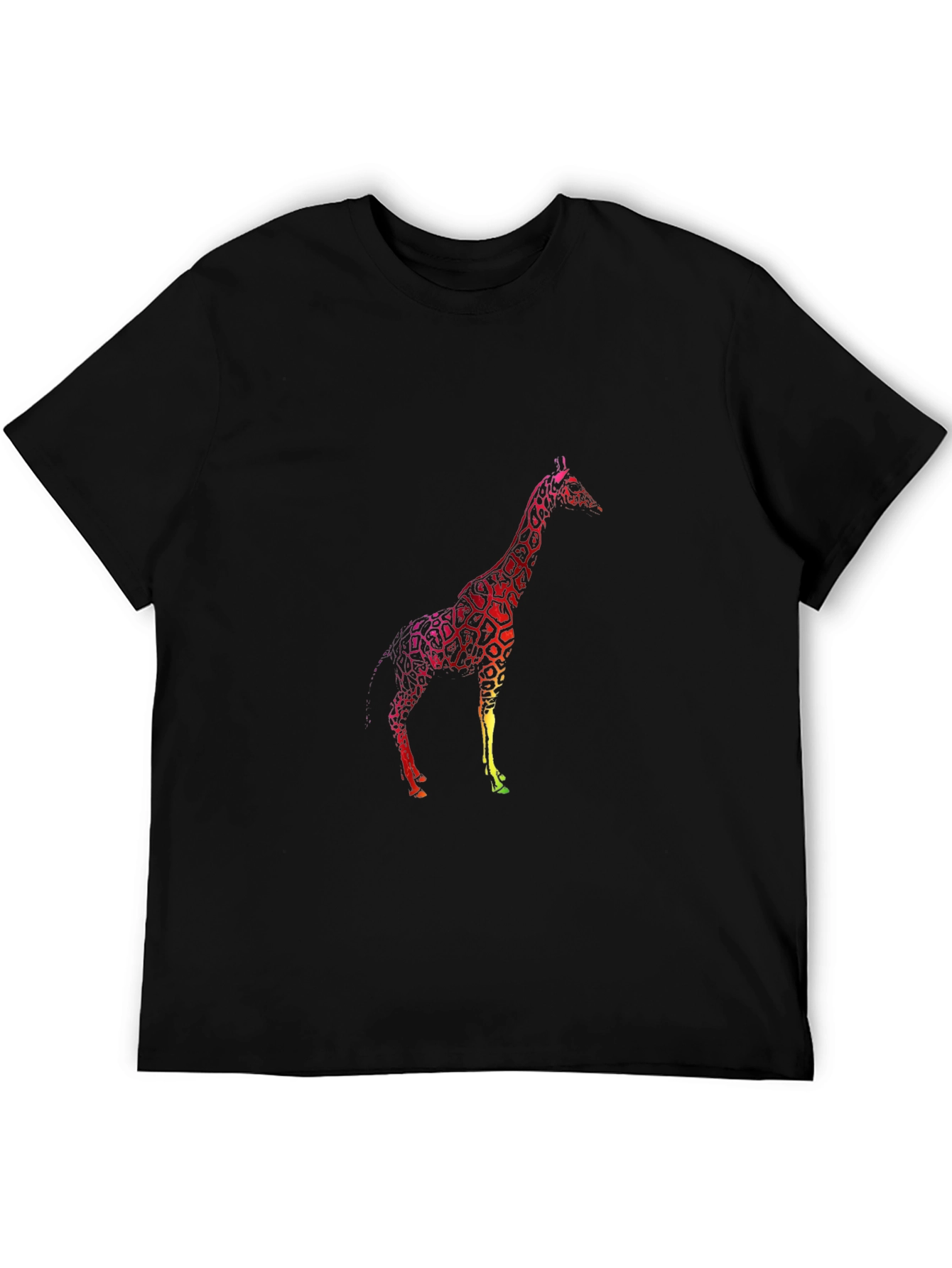 Giraffe Graphic Tee - Black Cotton Casual T-Shirt