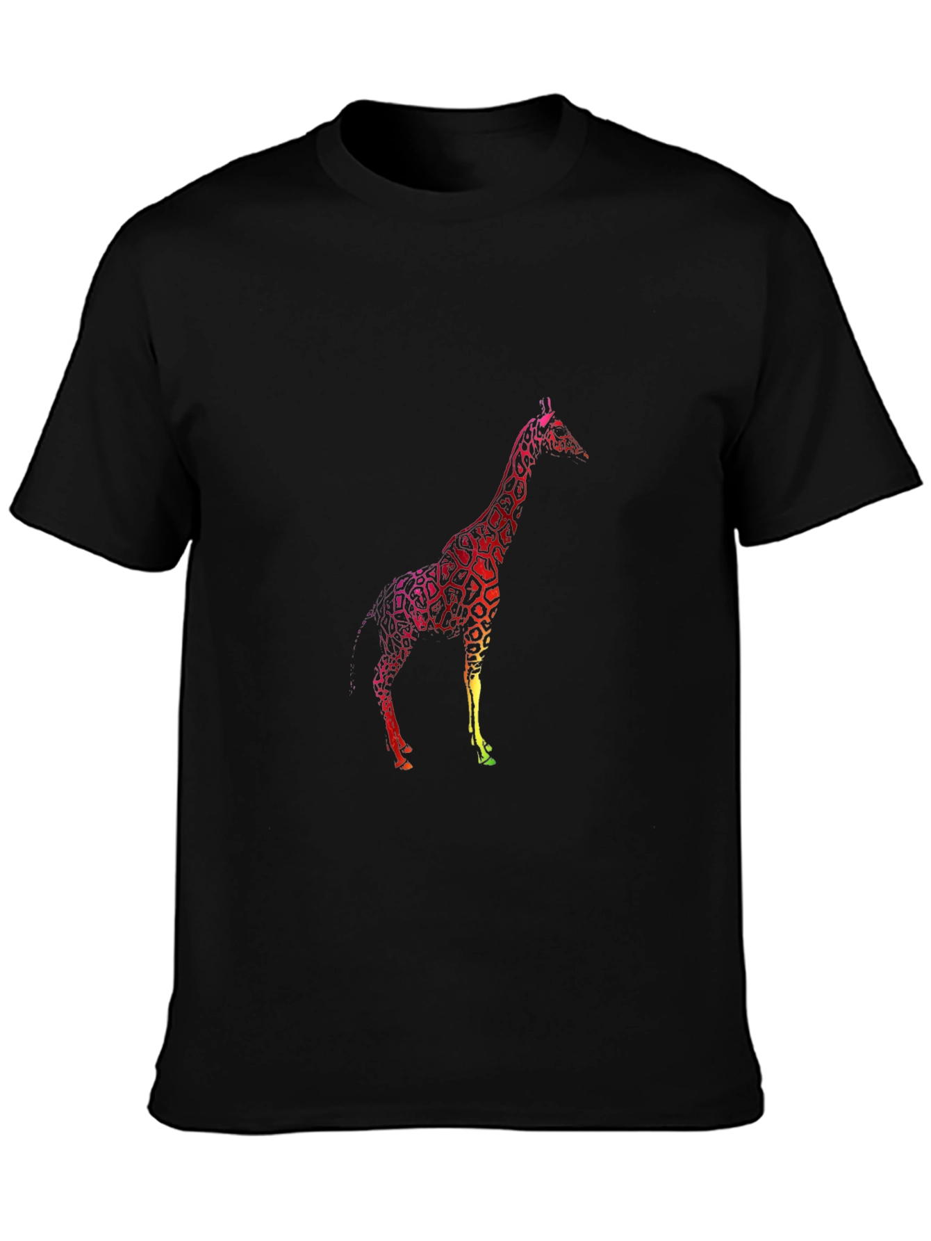 Giraffe Graphic Tee - Black Cotton Casual T-Shirt
