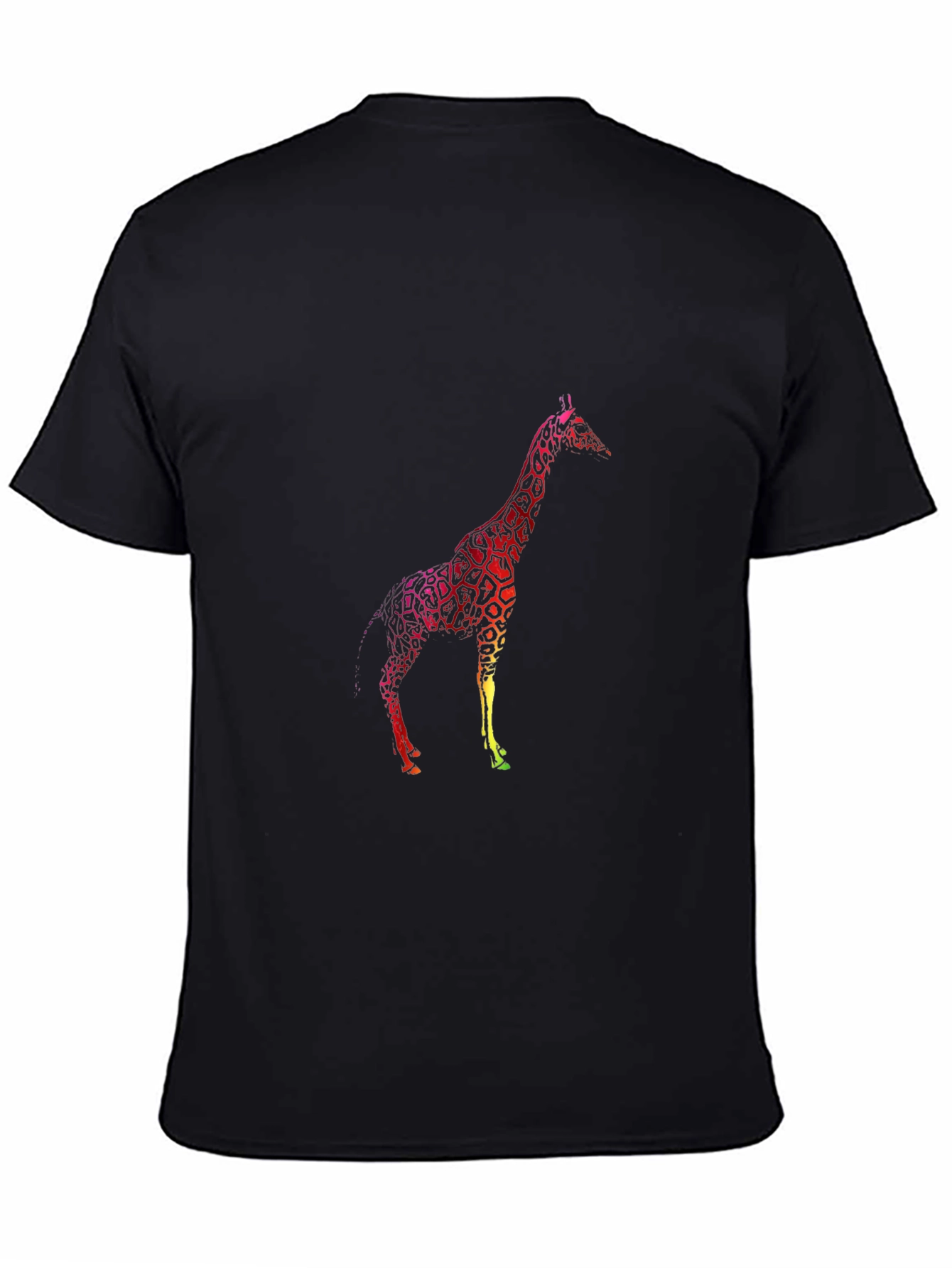 Giraffe Graphic Tee - Black Cotton Casual T-Shirt