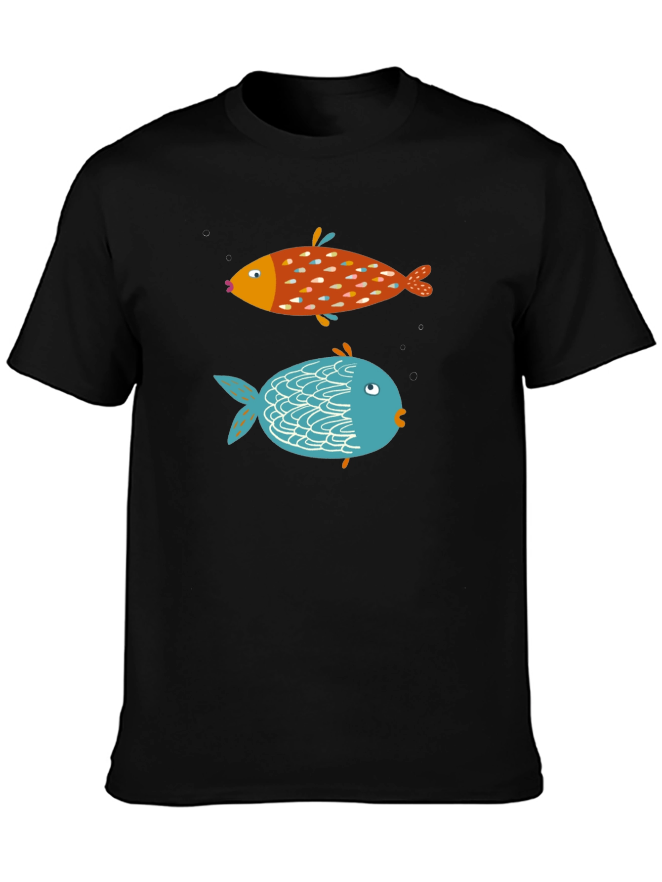 Fun Fish Graphic Tee - Black Cotton T-Shirt