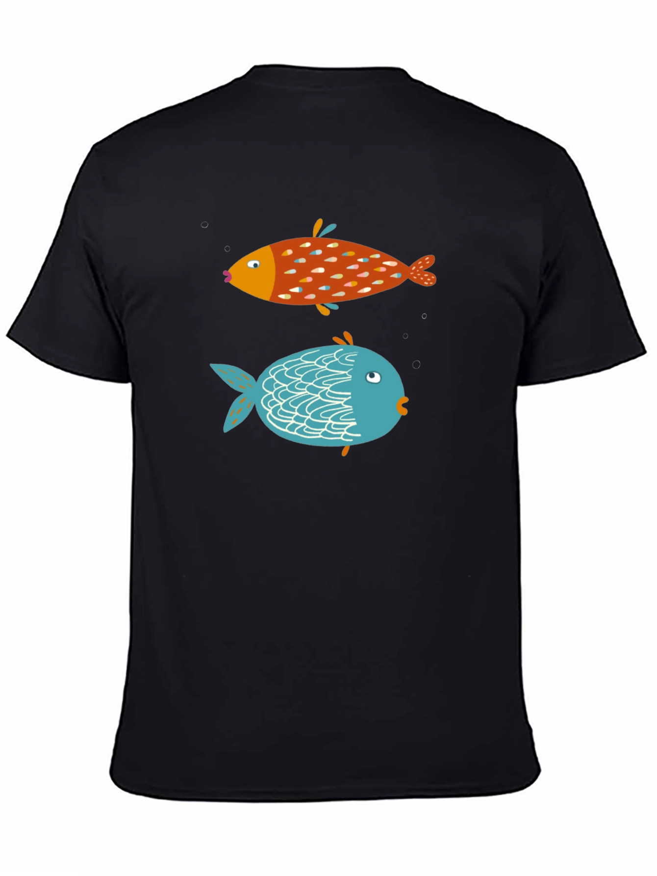 Fun Fish Graphic Tee - Black Cotton T-Shirt