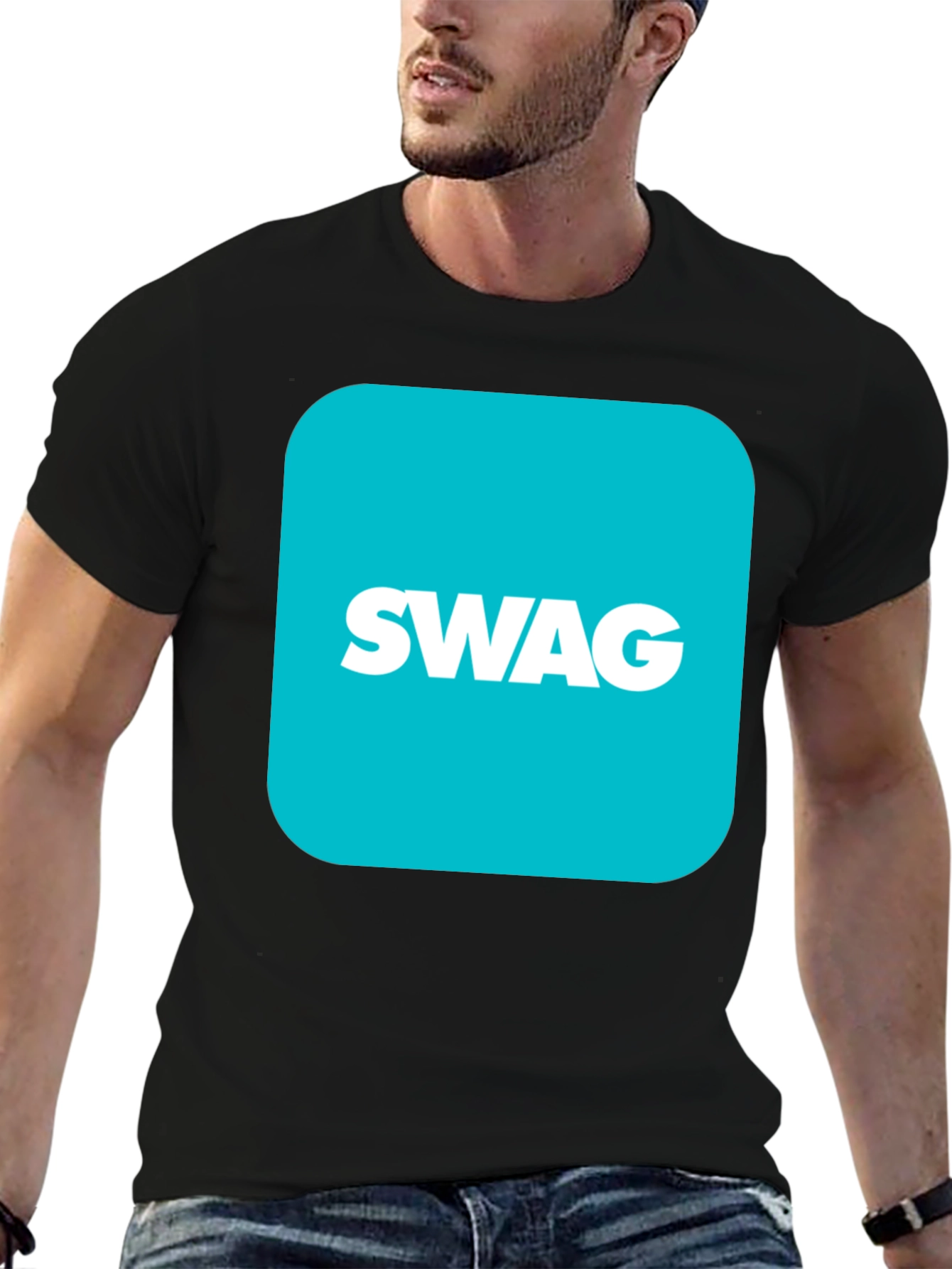 Trendy SWAG Graphic Black T-Shirt