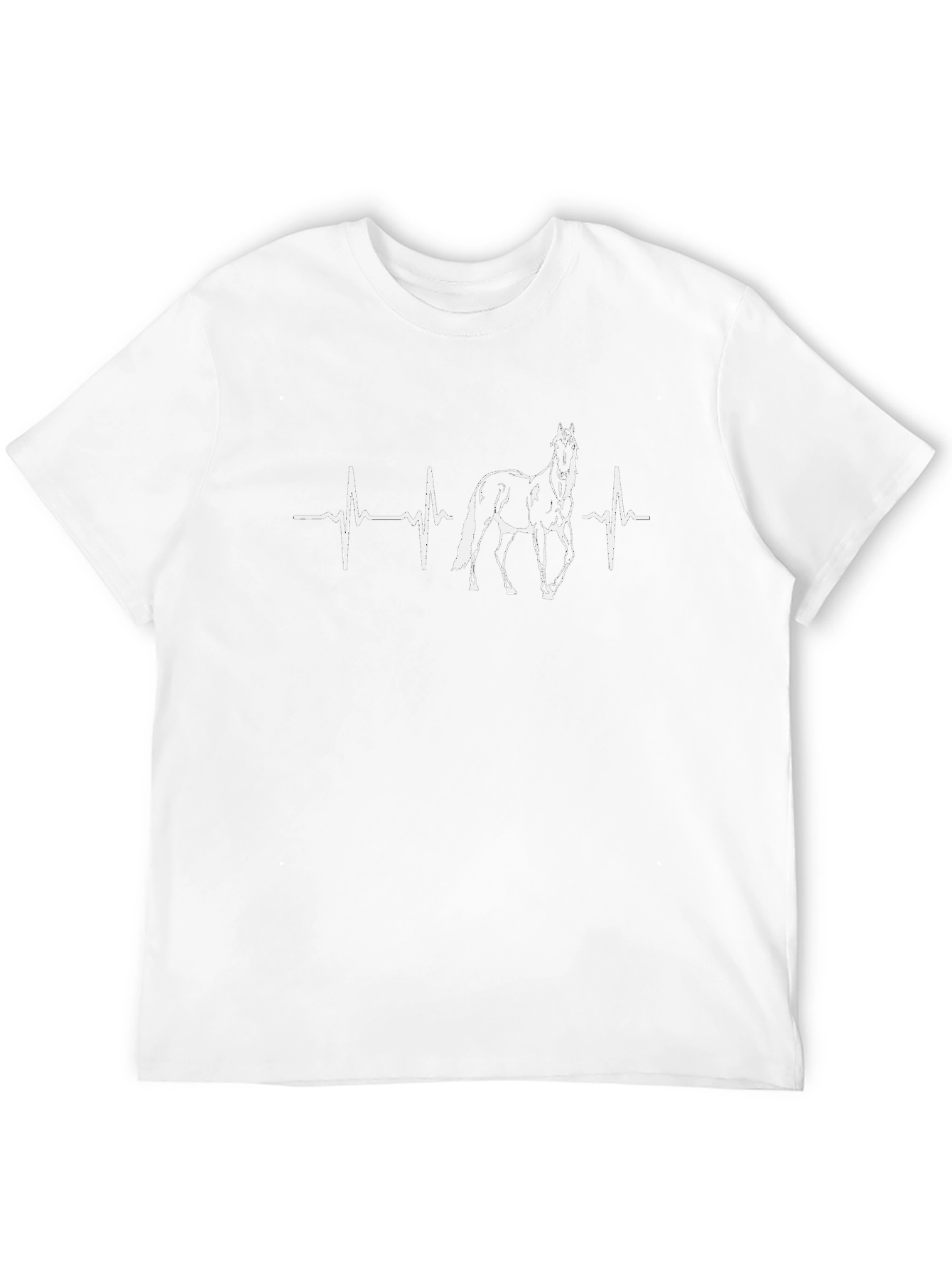 Horse Heartbeat Graphic Tee - Black Cotton T-Shirt