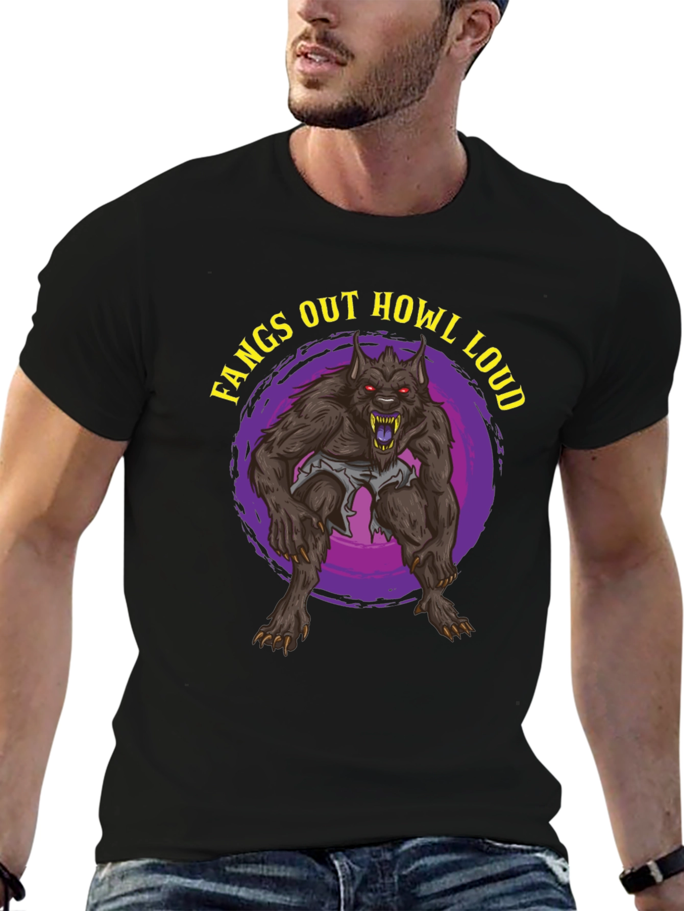 Fangs Out Howl Loud Werewolf T-Shirt