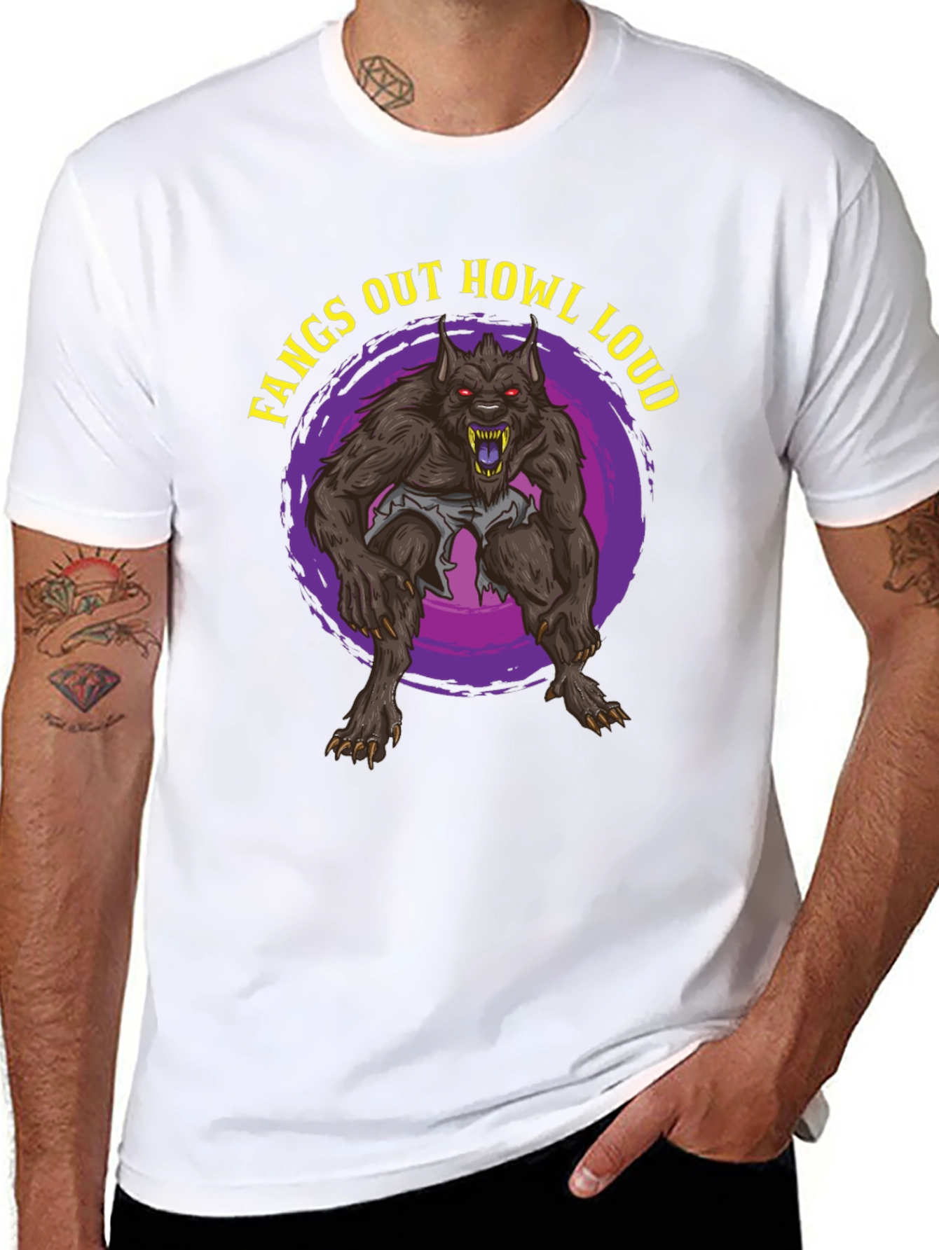 Fangs Out Howl Loud Werewolf T-Shirt