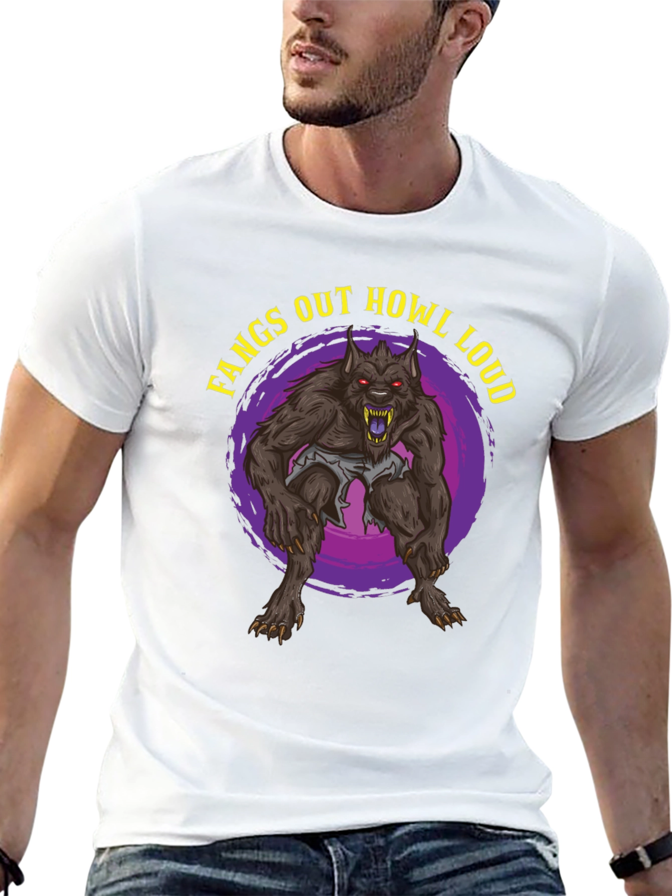 Fangs Out Howl Loud Werewolf T-Shirt