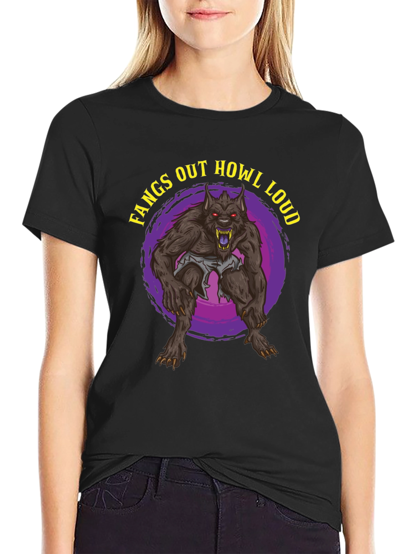 Fangs Out Howl Loud Werewolf T-Shirt