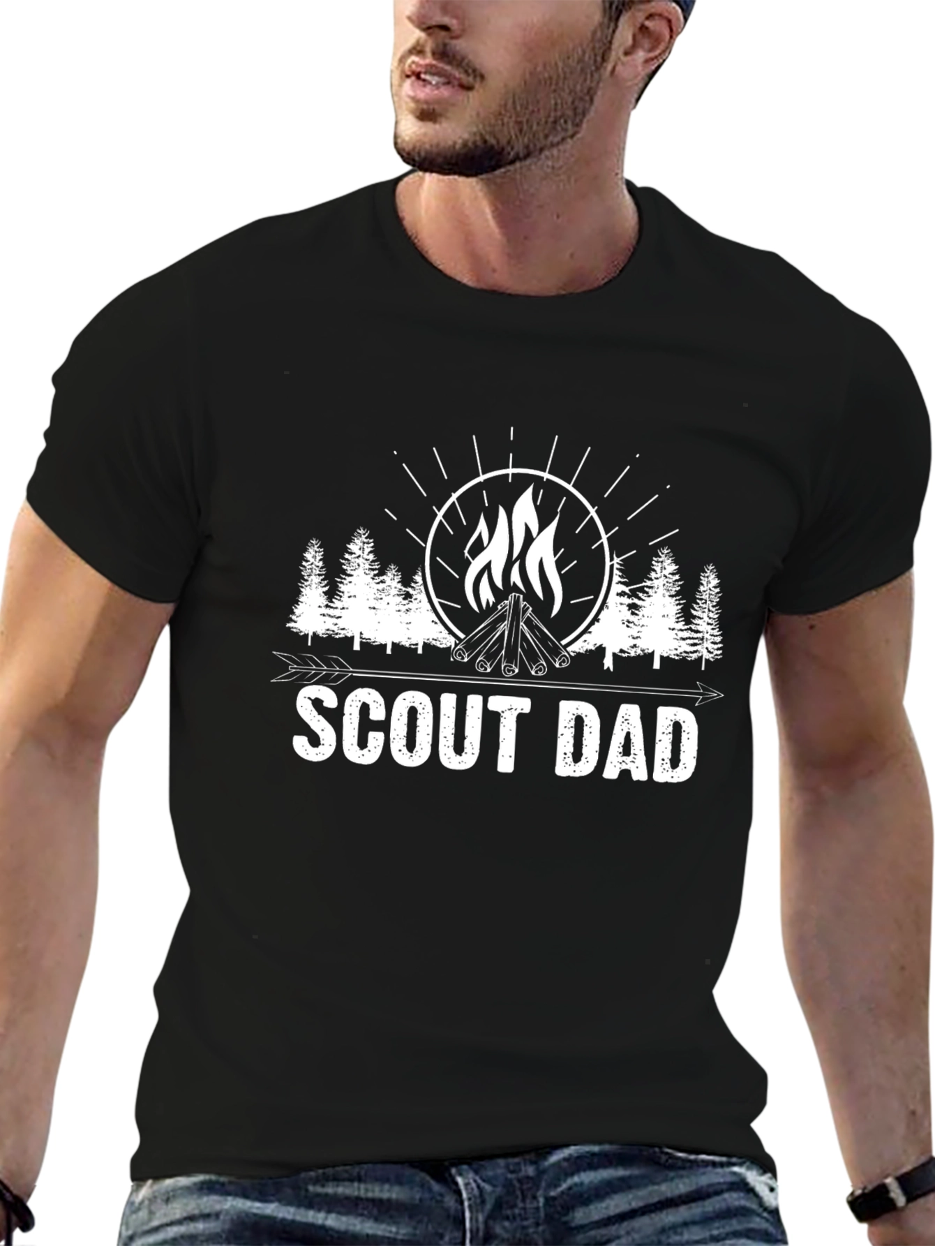 Scout Dad Black T-Shirt - Campfire Design