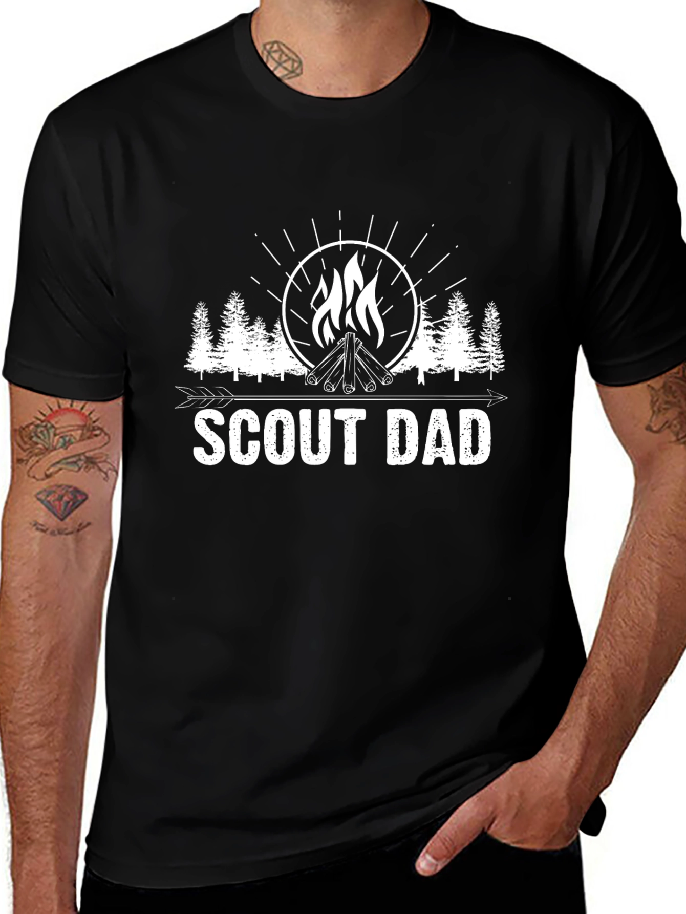 Scout Dad Black T-Shirt - Campfire Design