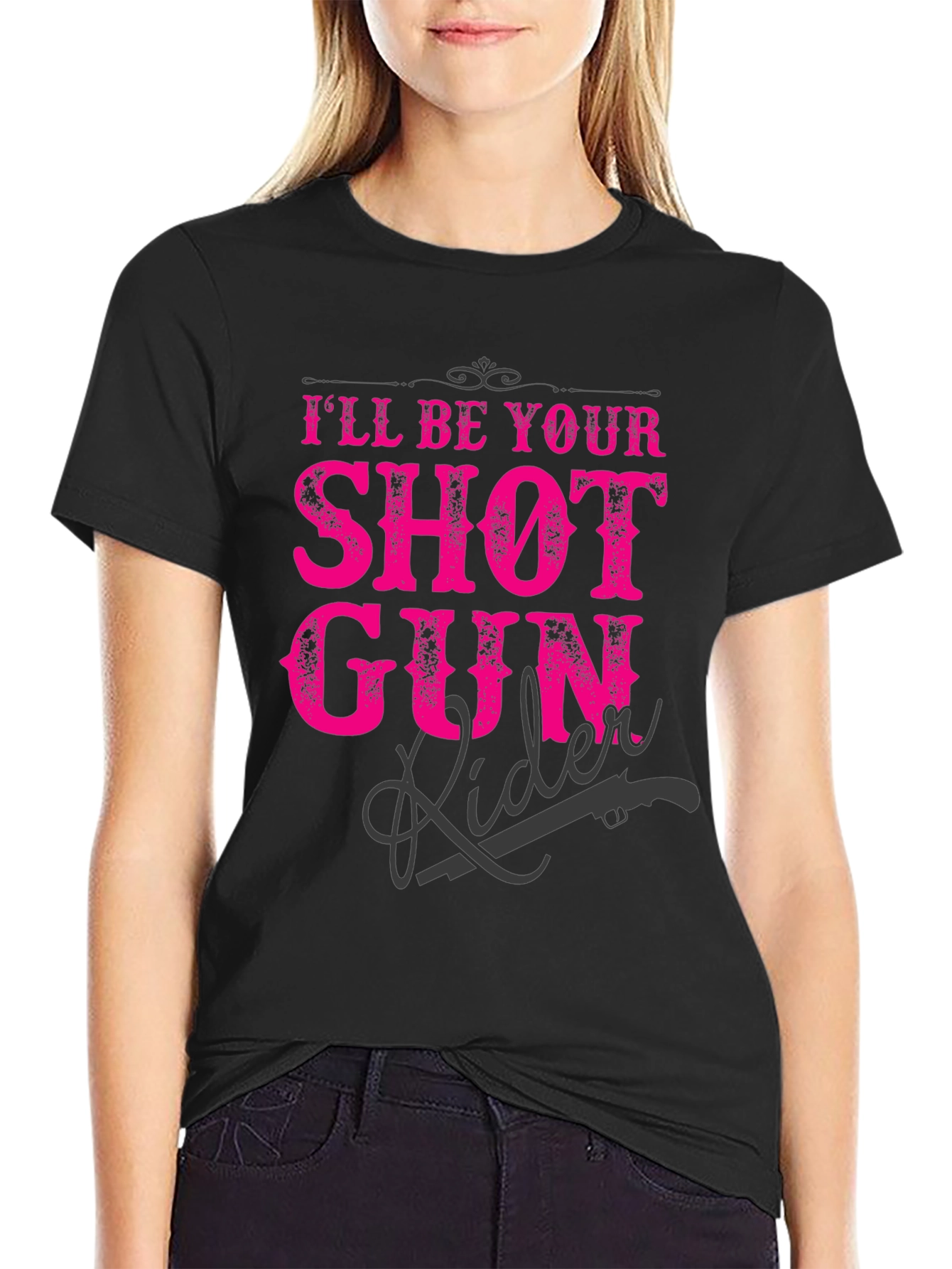 Shotgun Rider Graphic T-Shirt - Black Crew Neck Tee