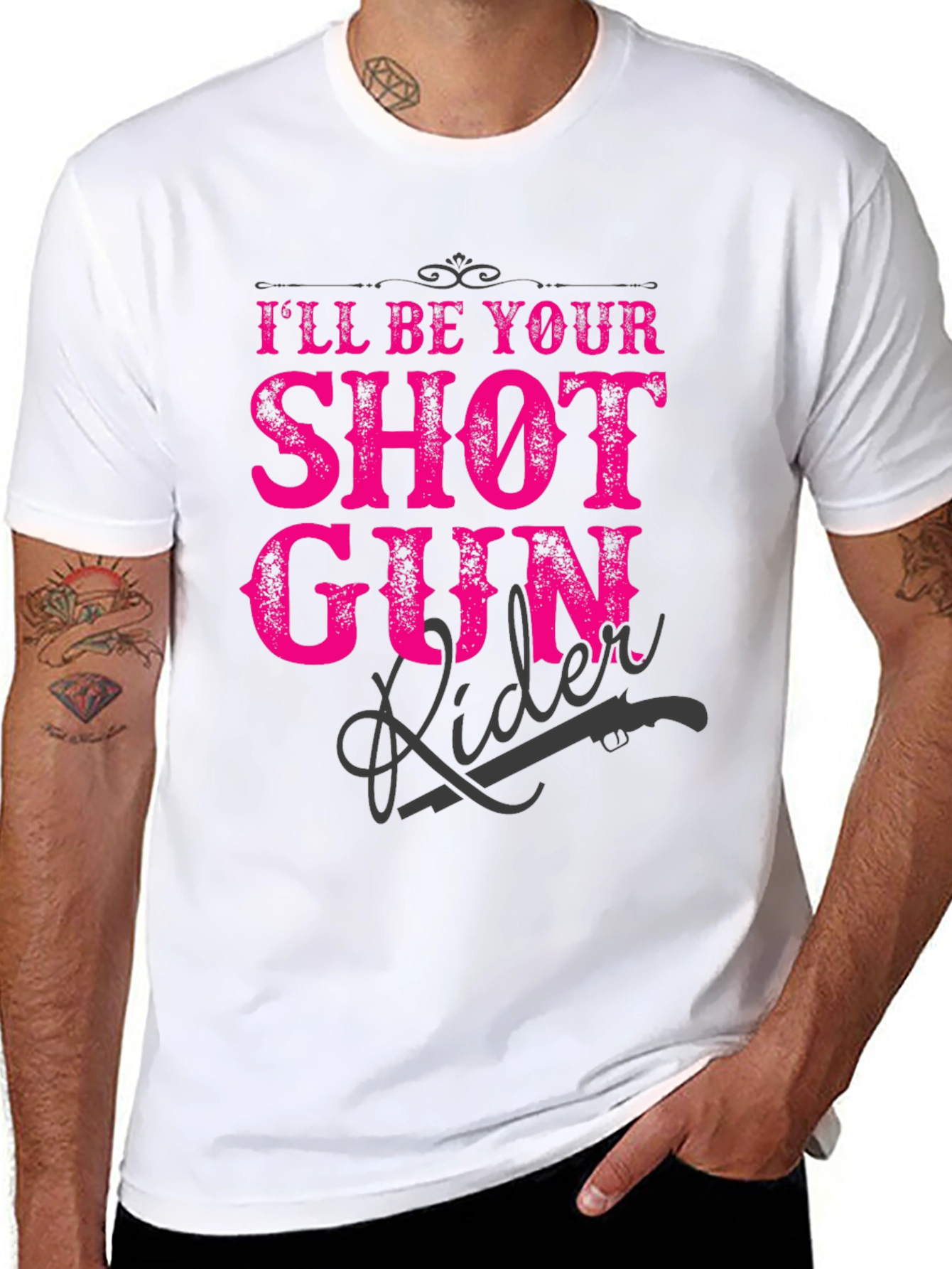 Shotgun Rider Graphic T-Shirt - Black Crew Neck Tee